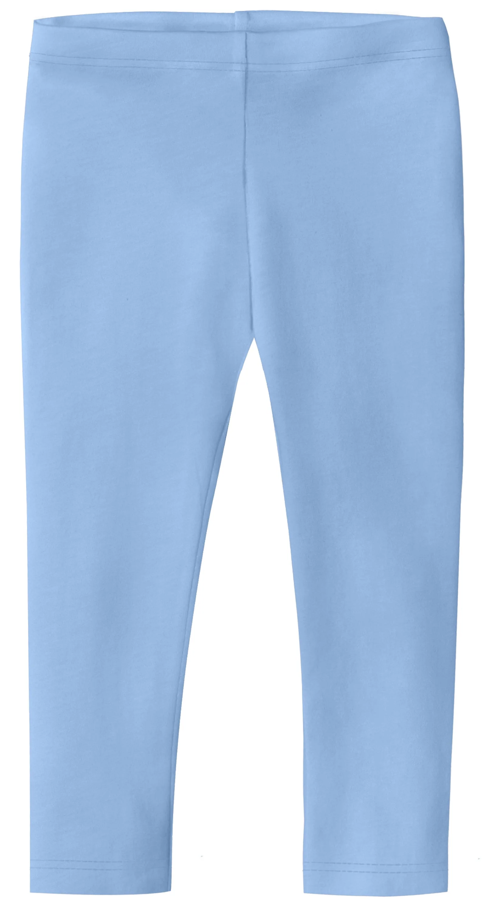 Girls Soft 100% Cotton Capri Leggings | Bright Light Blue - Drispect