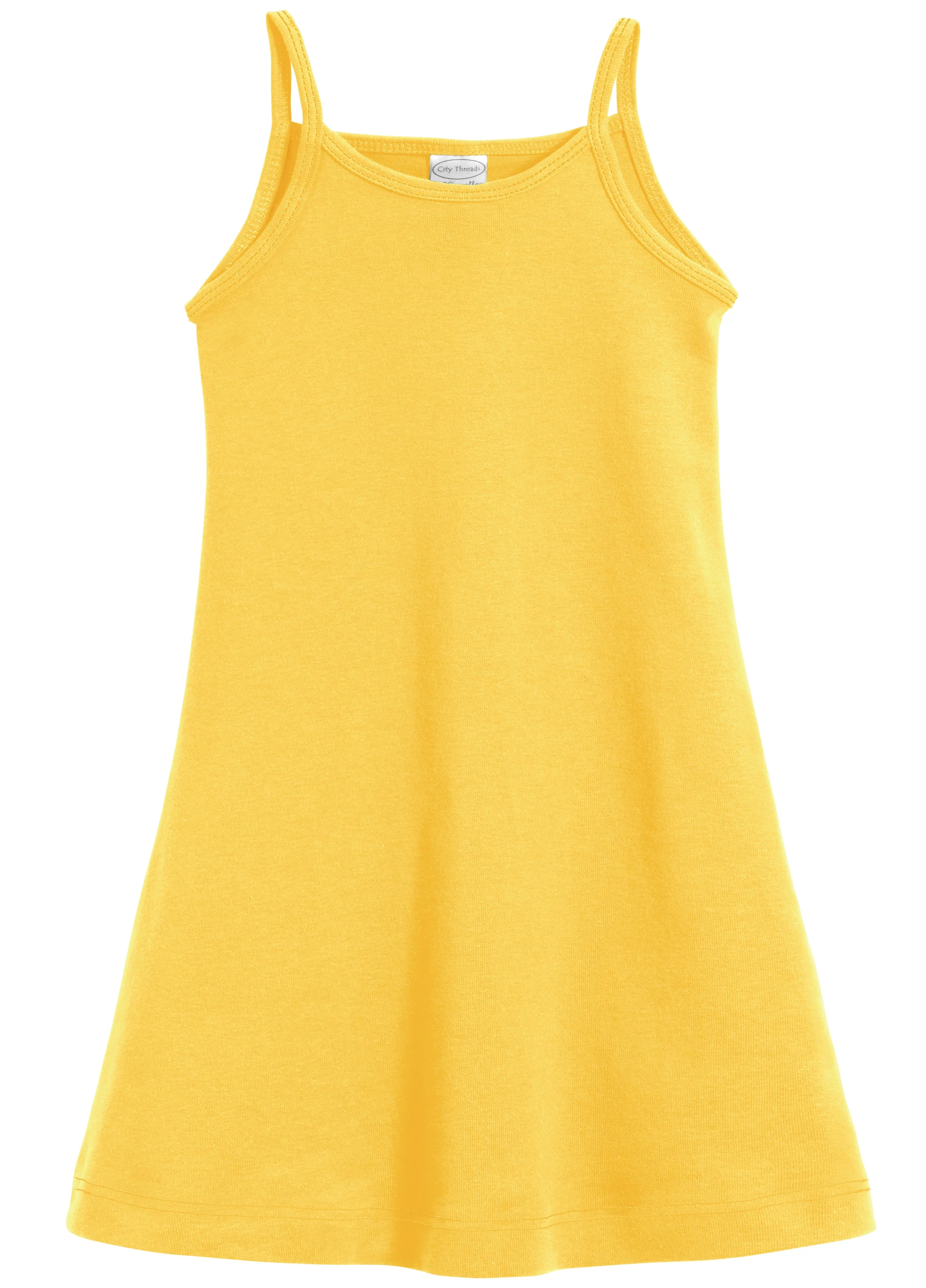 Girls Soft Cotton Camisole Dress  | Yellow - Drispect