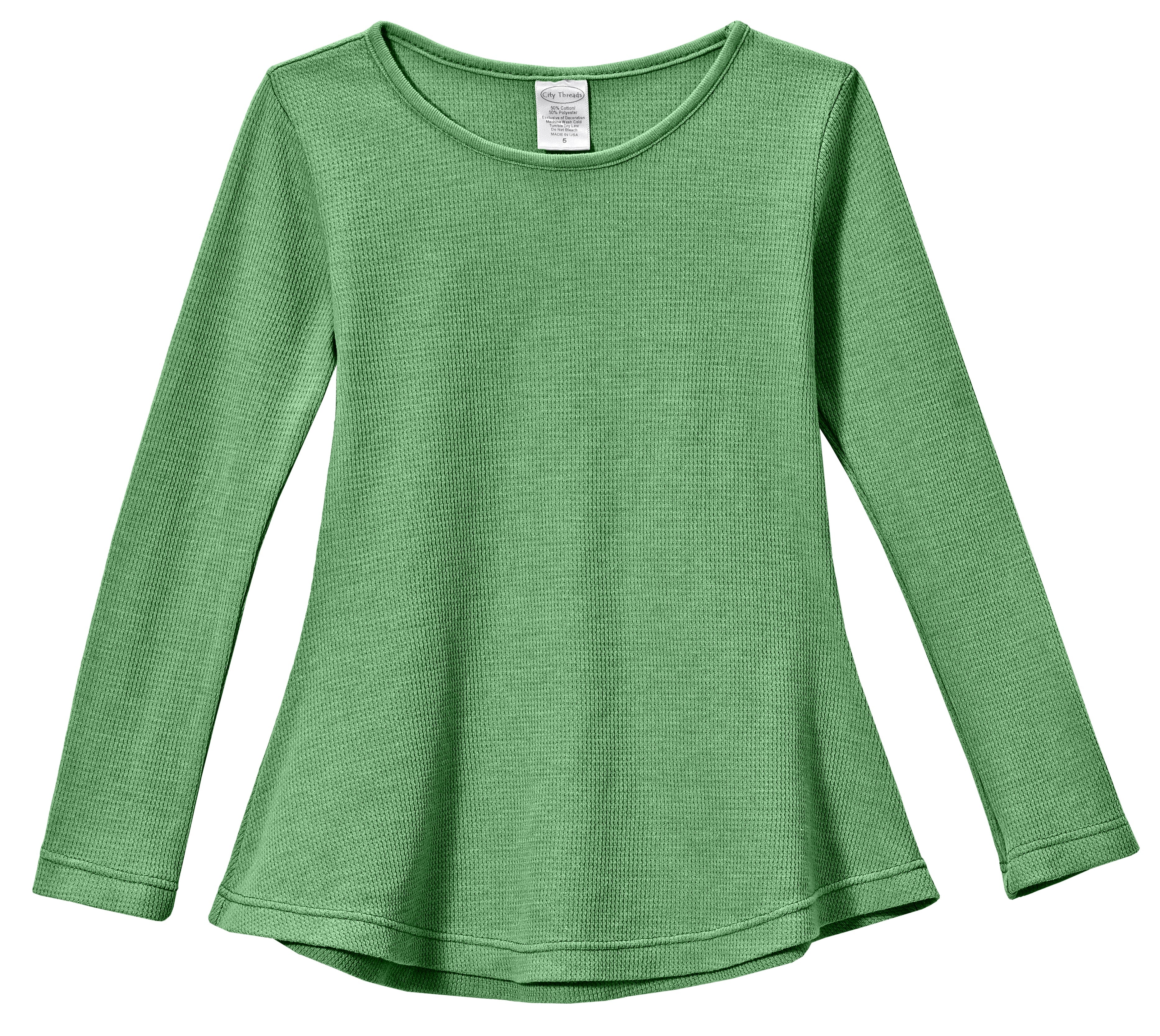 Girls Soft & Cozy Thermal Long Sleeve Tunic | Elf Green - Drispect