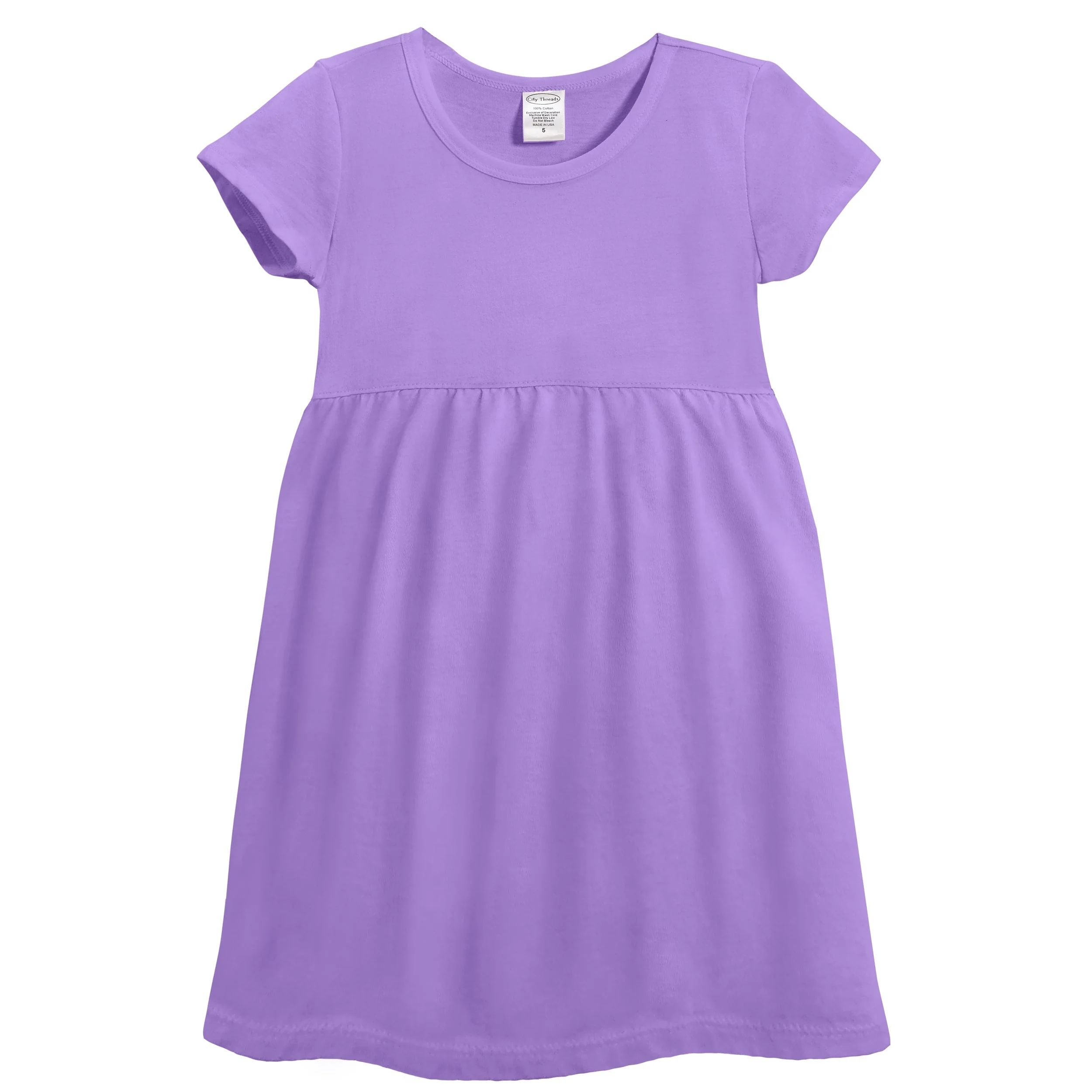 Soft Organic Cotton Empire Short Sleeve Sundress | Deep Purple - Drispect