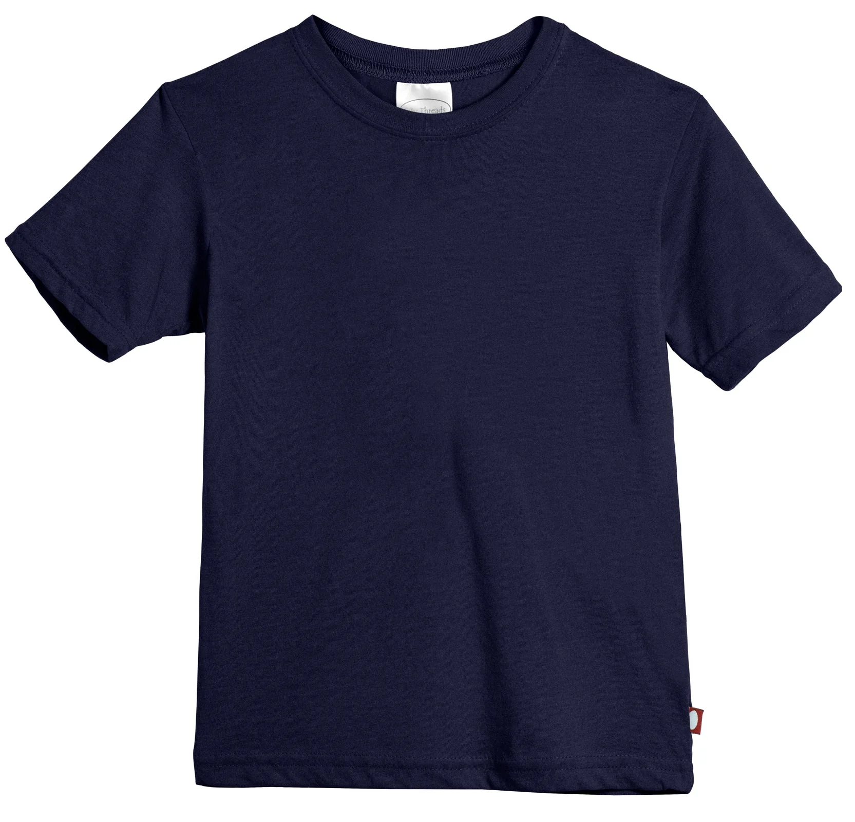 Boys Soft Organic Cotton Jersey Short Sleeve Crew Tee | Navy - Drispect