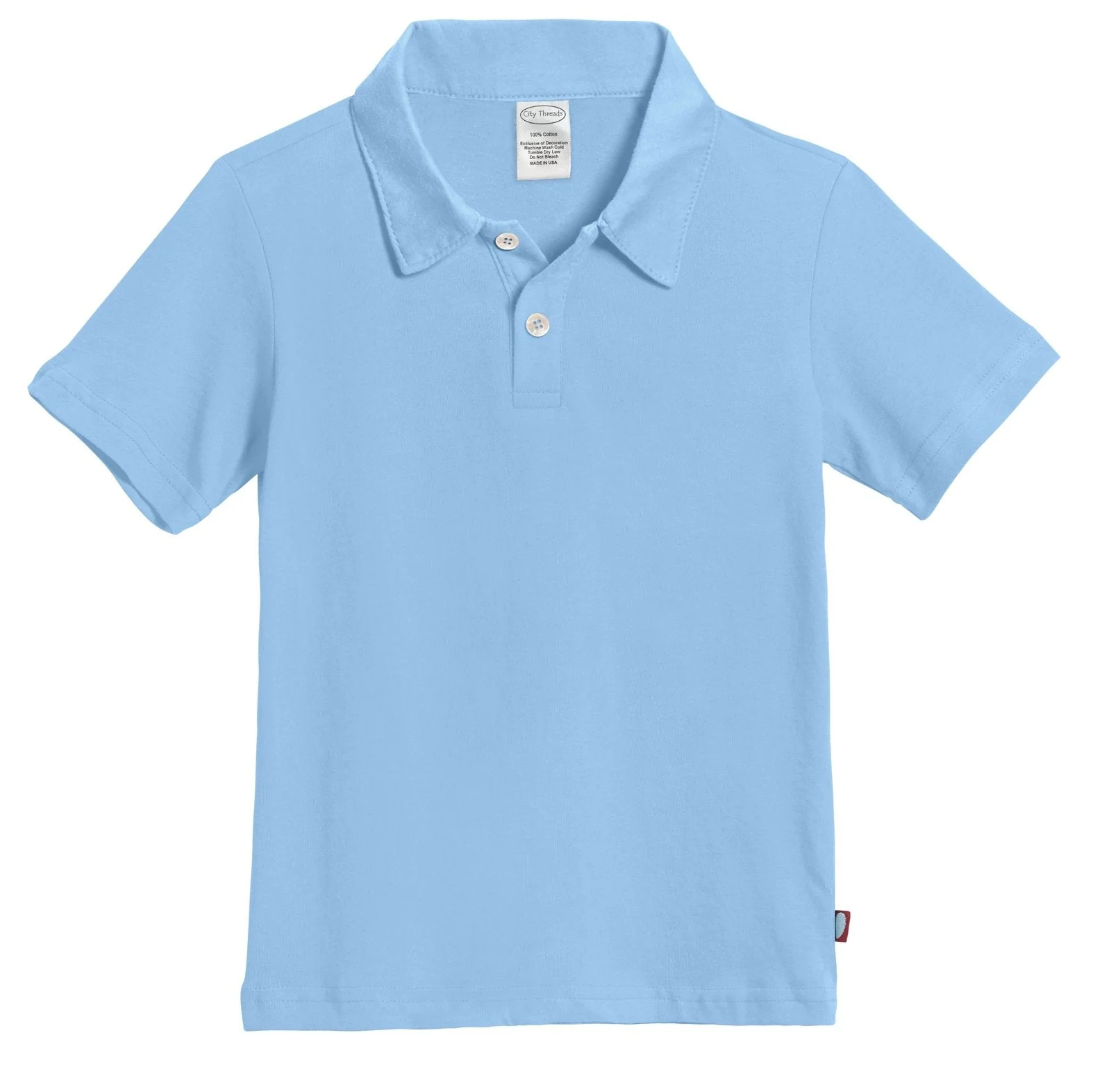 Boys Soft Cotton Jersey 2-Button Short Sleeve Polo Shirt | Bright Light Blue - Drispect