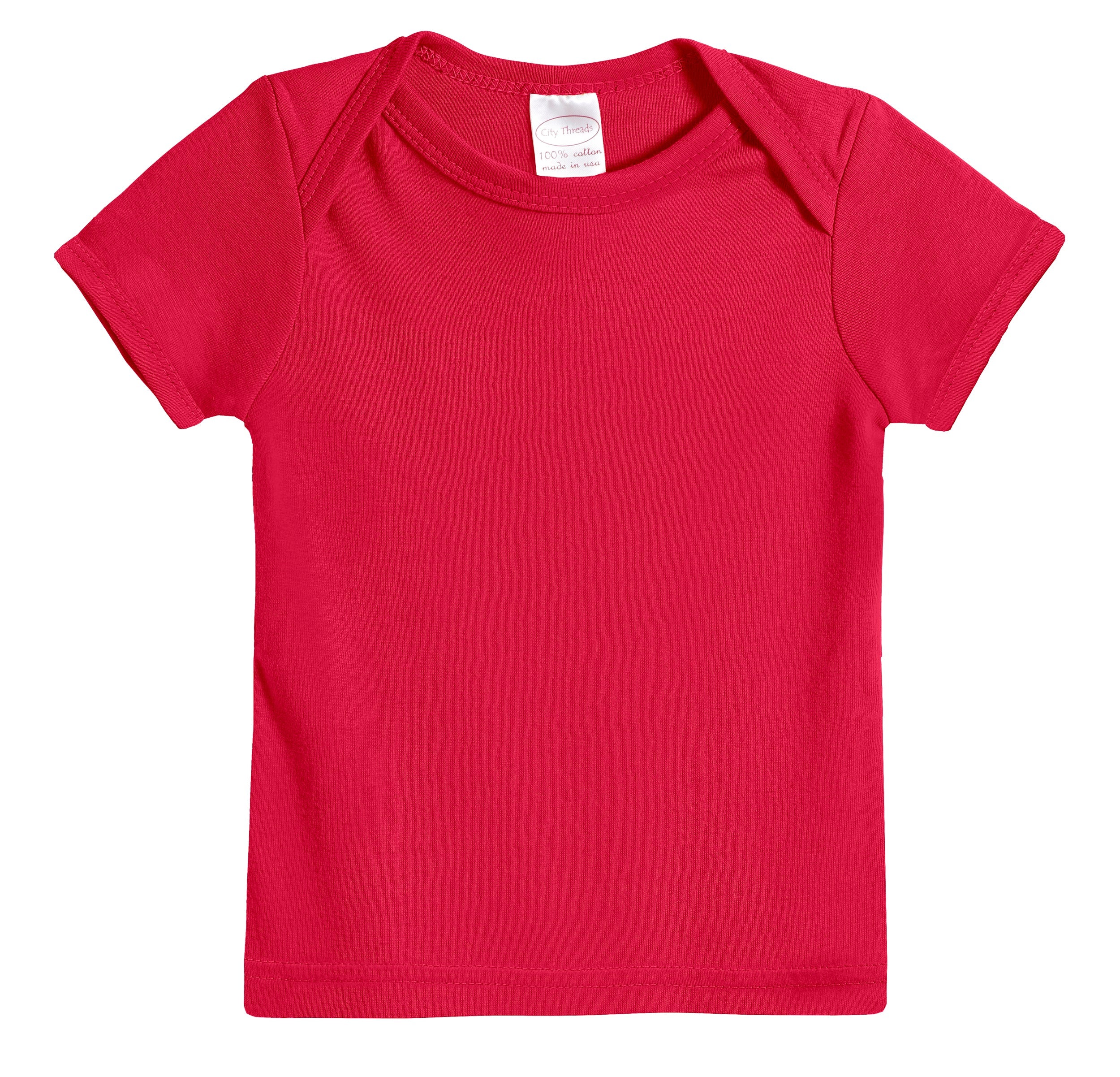 Super-Soft Organic Cotton Baby Rib Short Sleeve Lap Tee| Candy Apple - Drispect