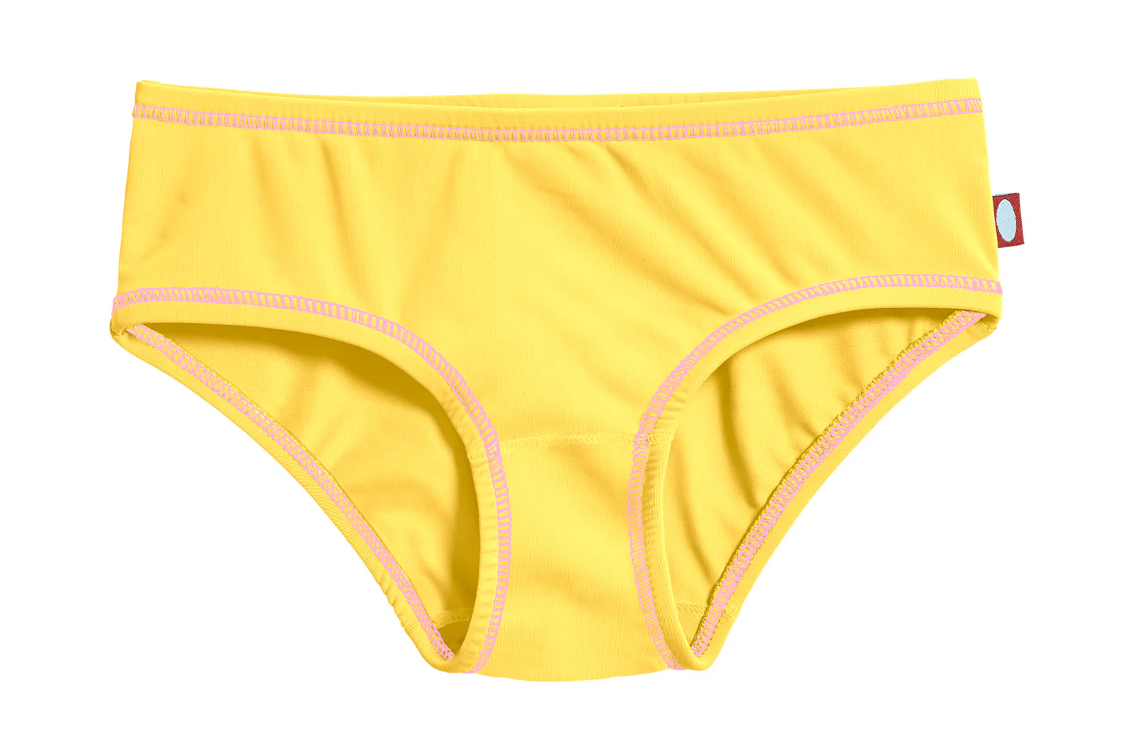 Girls UPF 50+ Swimming Briefs | Yellow w. Bubblegum Stitch - Drispect