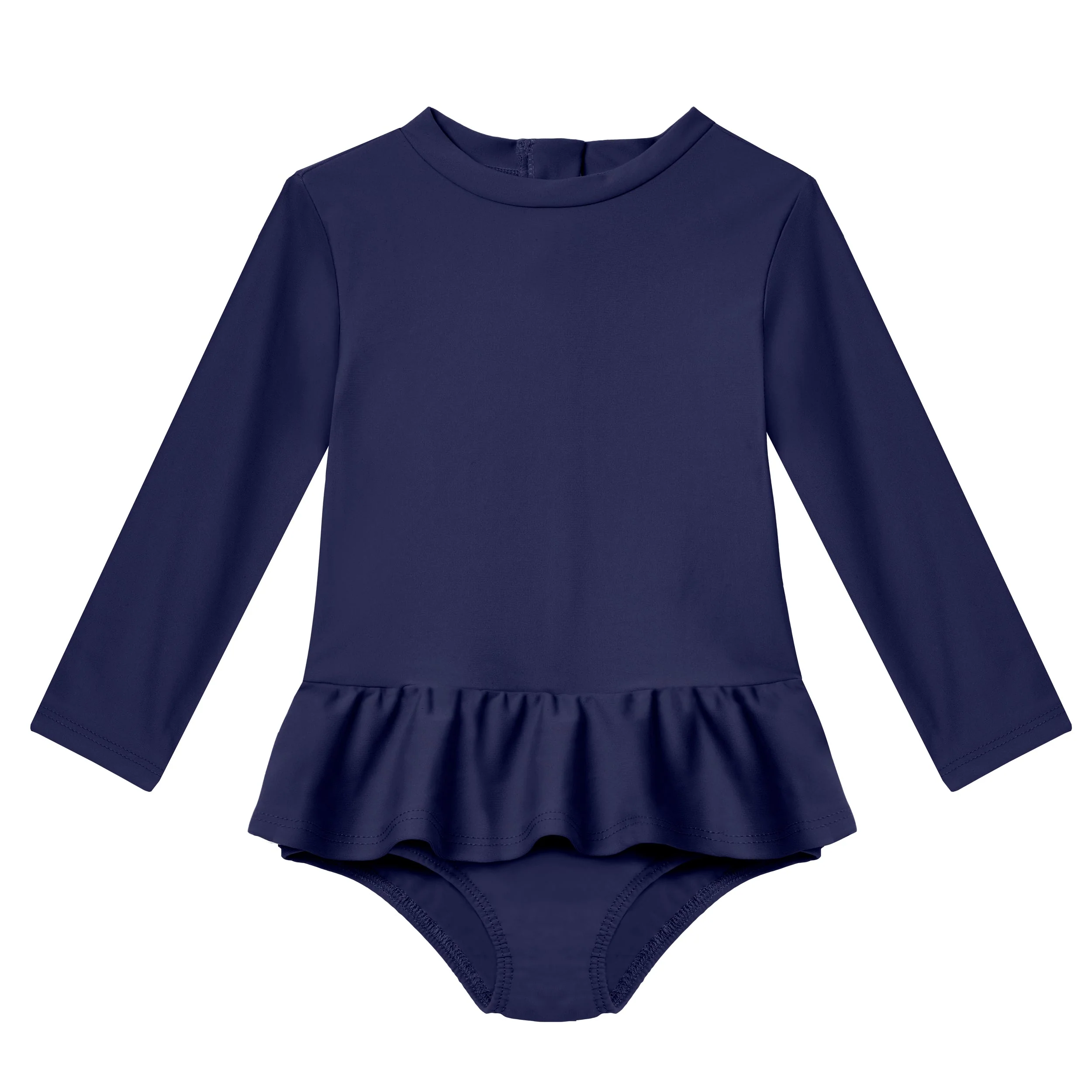 Infant and Toddler Girls UPF 50+ Skirted One-Piece Swimsuit  | Navy - Drispect