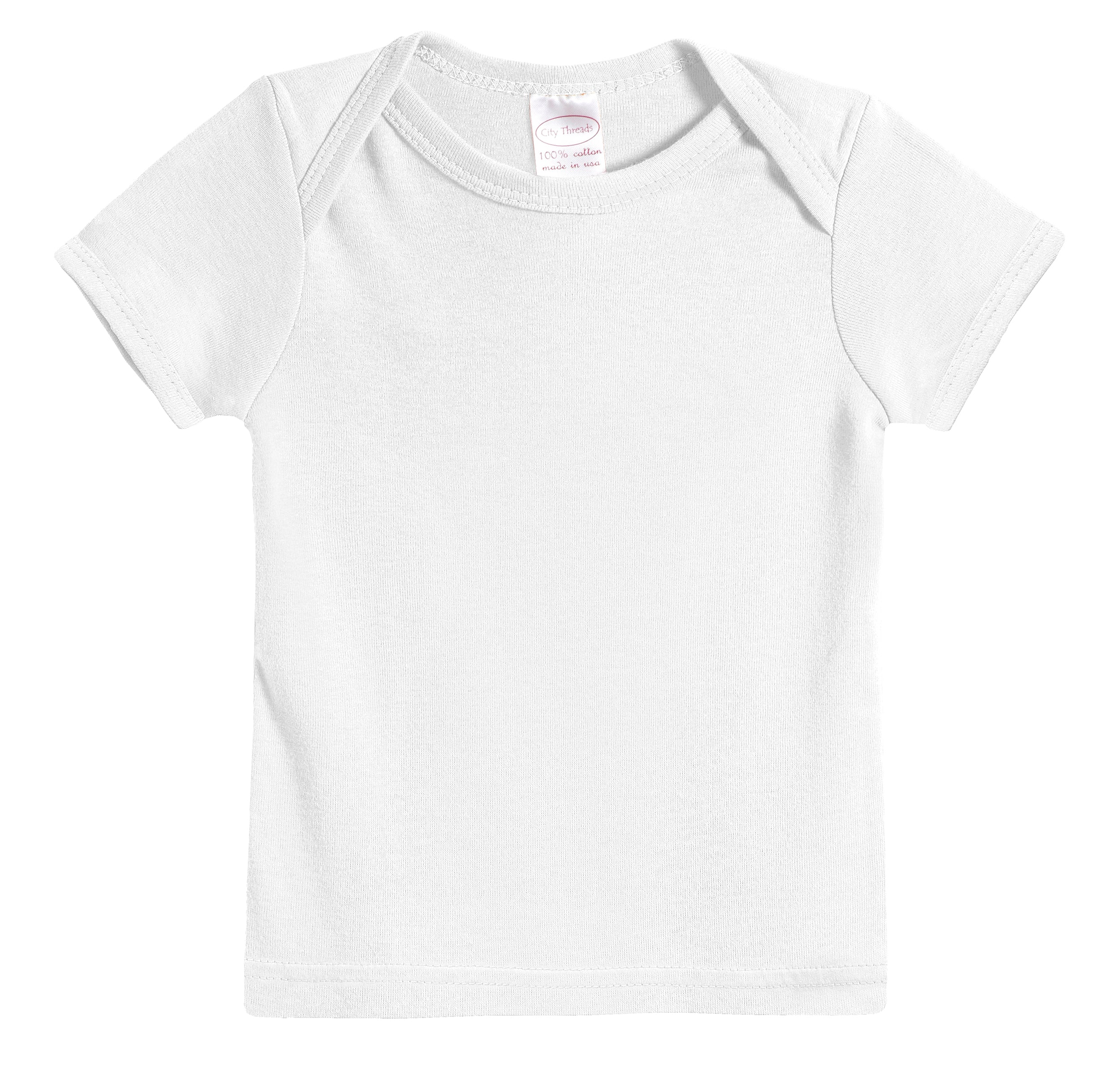 Super-Soft Organic Cotton Baby Rib Short Sleeve Lap Tee| White - Drispect
