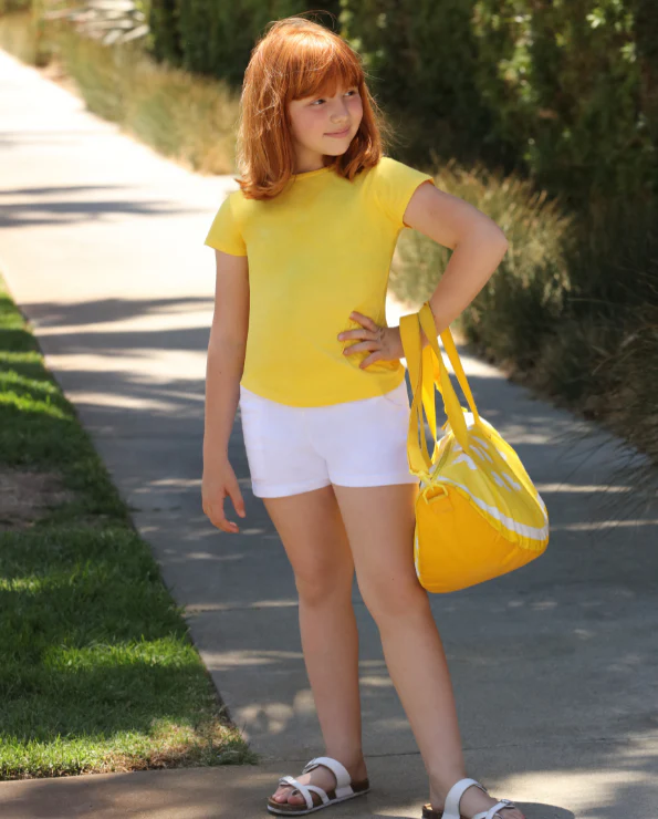Girls Soft Cotton UPF 50+ Jersey Pocket Shorts | Yellow - Drispect