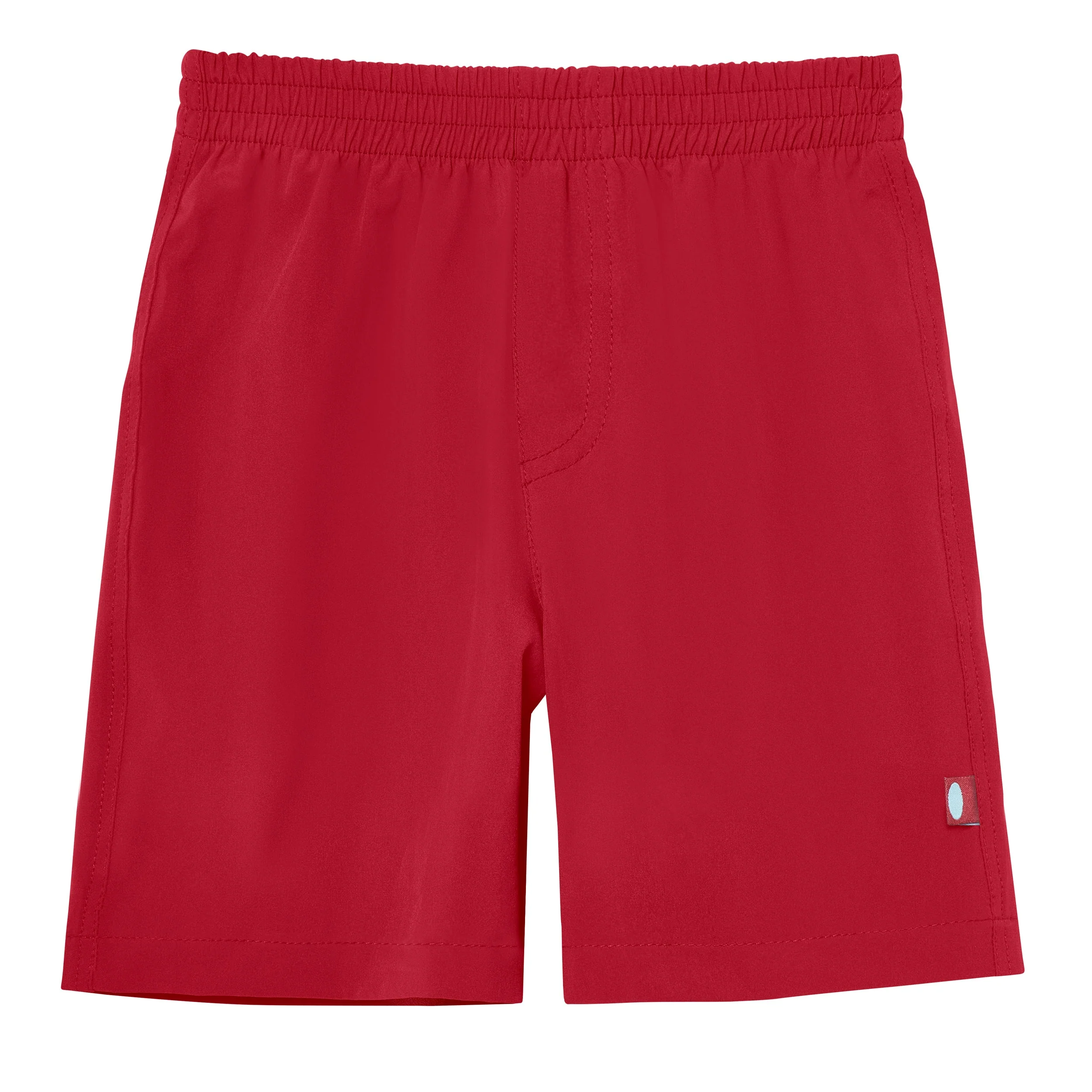 Boys UPF 50+ Soft Stretch Club Swim Trunks  - Above The Knee Fit | Red - Drispect