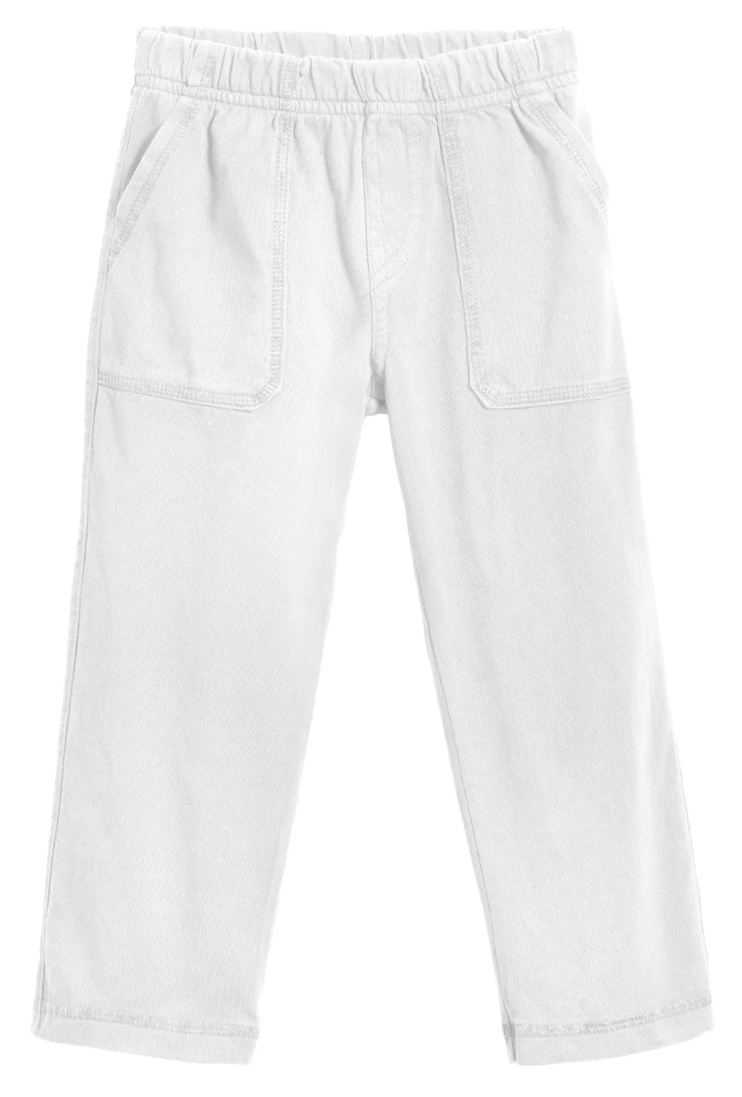 Boys Soft Cotton 3-Pocket Jersey Pants - UPF 50+ | White - Drispect