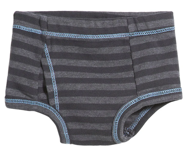 Boys Soft Stripe Brief | Charcoal - Drispect