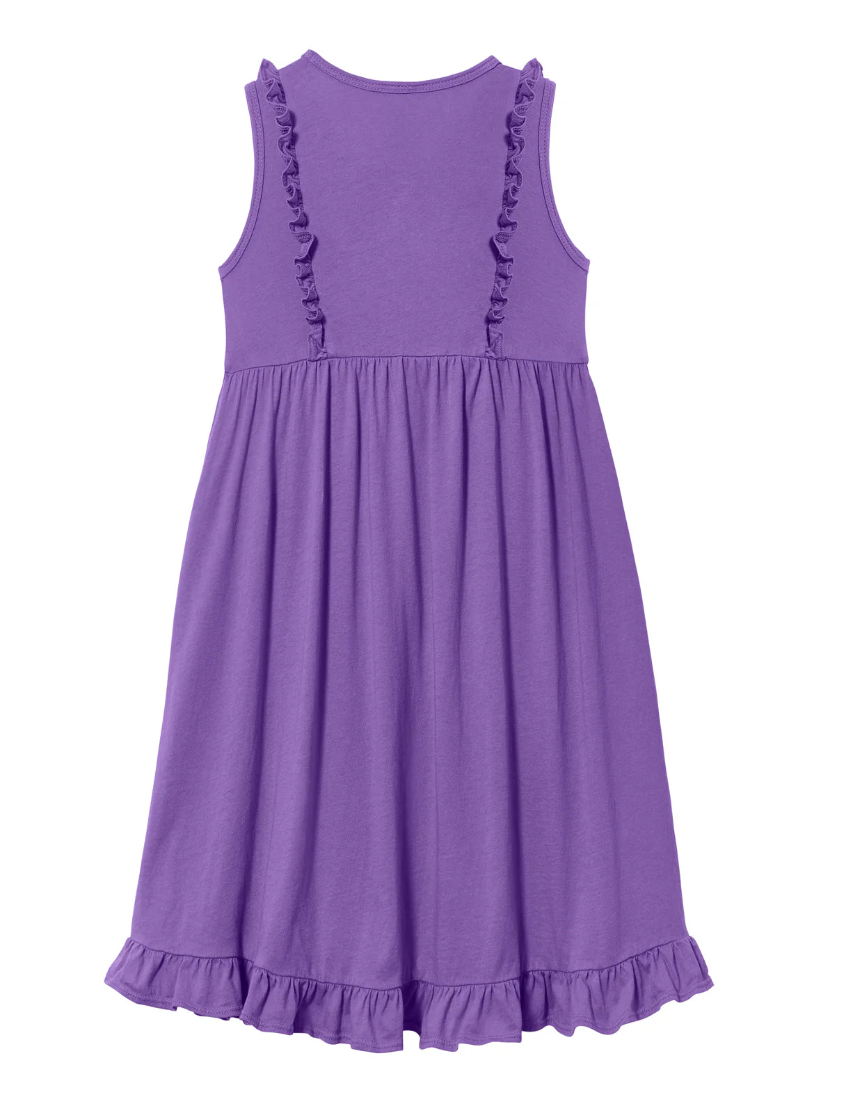 Girls Soft Cotton Jersey Flutter Tank Dress | Deep Purple - Drispect