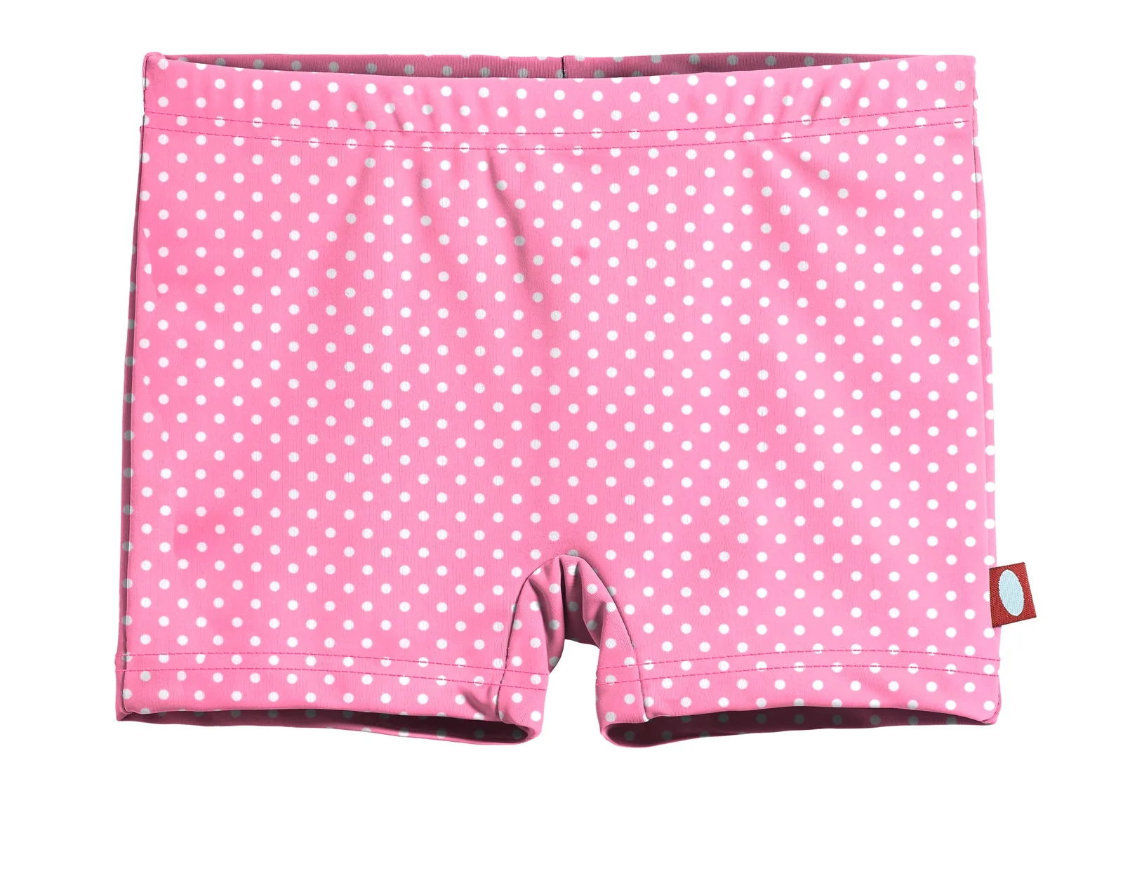 Girls UPF 50+ Printed Swim Boy Shorts  | Pink w- White Polka Dot - Drispect
