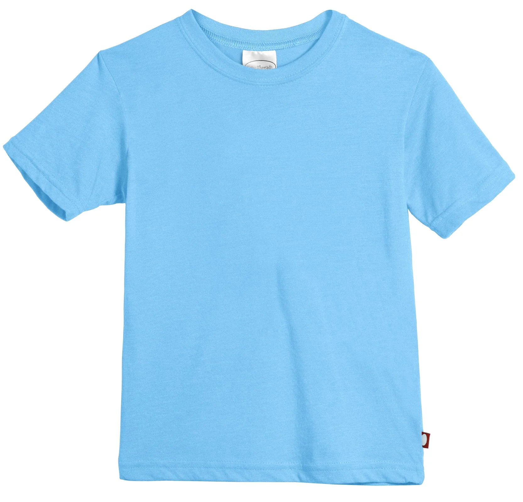 Boys Soft Organic Cotton Jersey Short Sleeve Crew Tee | Bright Light Blue - Drispect