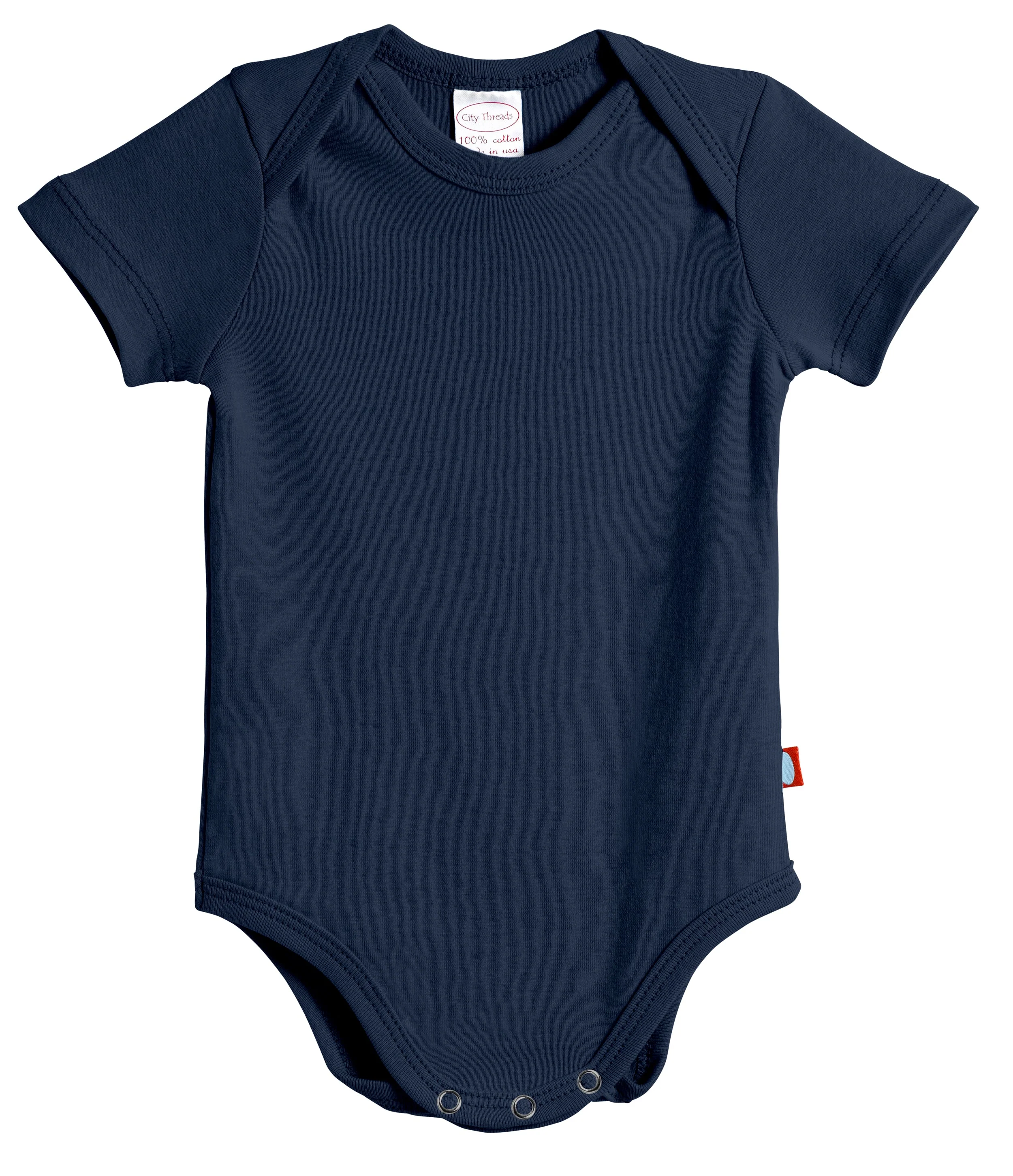 Super-Soft Organic Cotton Baby Rib Short Sleeve Snap Onesie| Navy - Drispect
