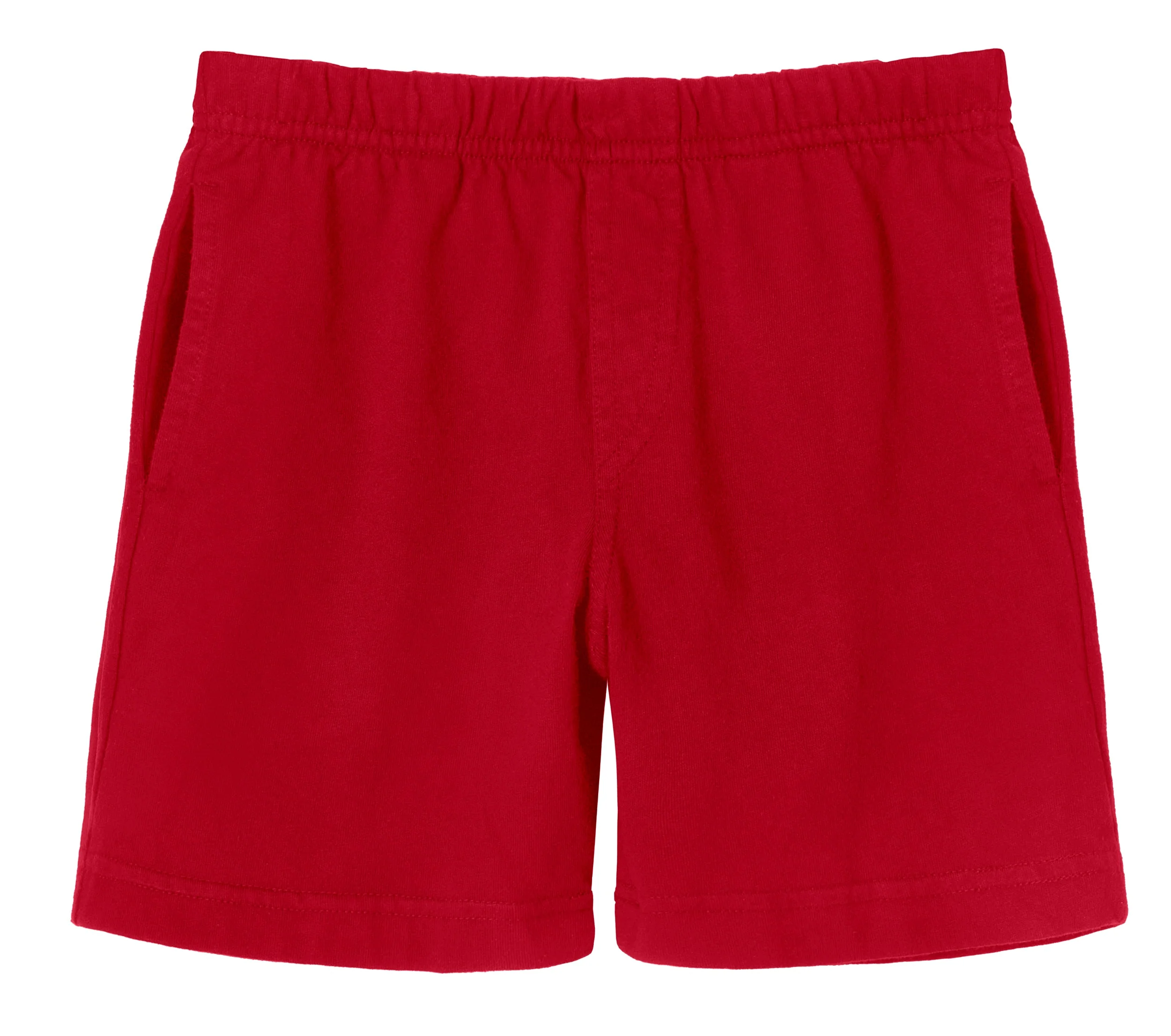 Boys Soft Cotton UPF 50+ Above-Knee Side Pocket Shorts | Red - Drispect