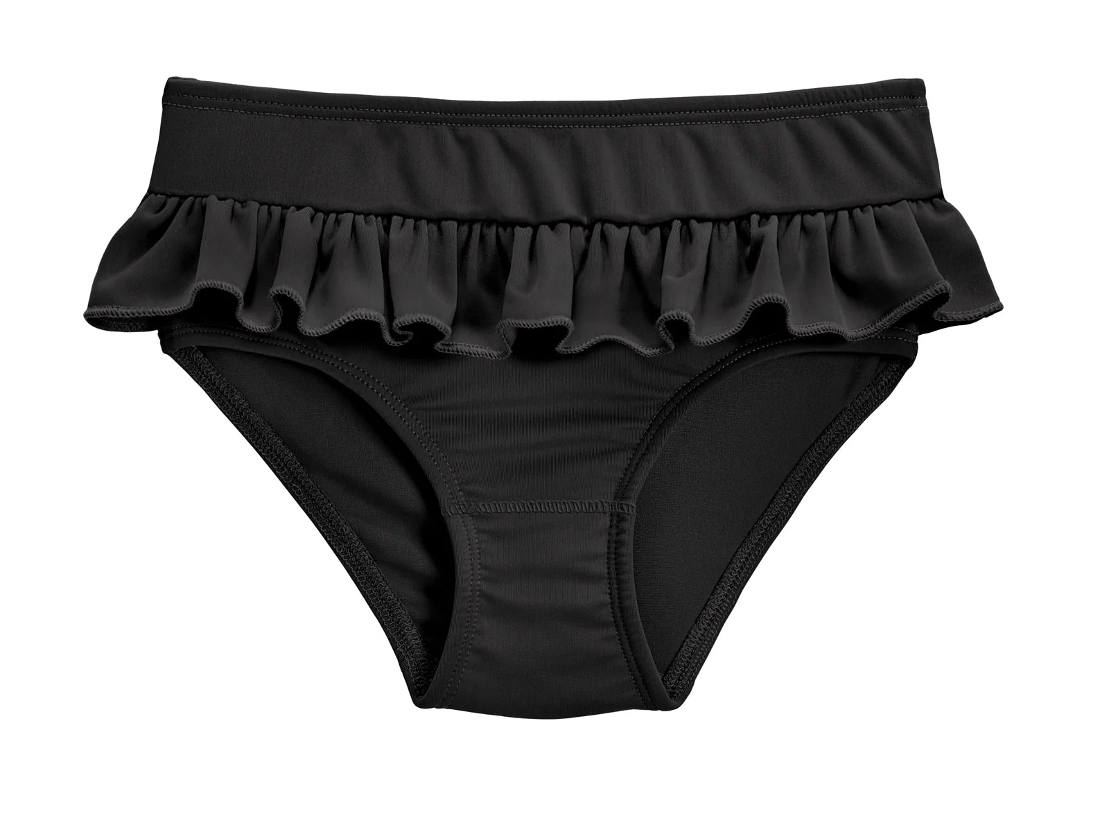Girls UPF 50+ Ruffle Swim Briefs | Black - Drispect
