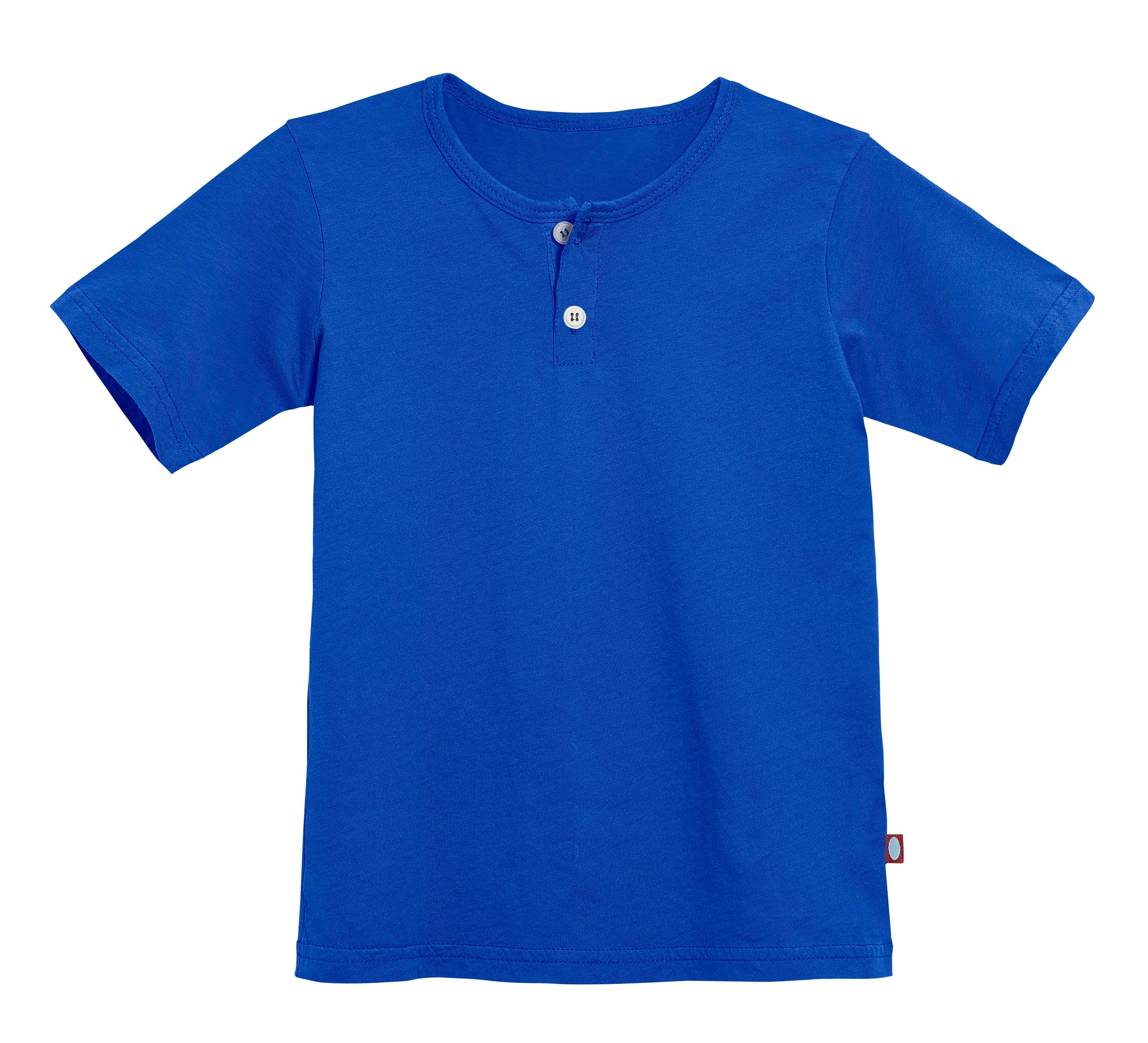 Boys Soft Organic Cotton Jersey Short Sleeve Henley Tee | Crayon Blue - Drispect