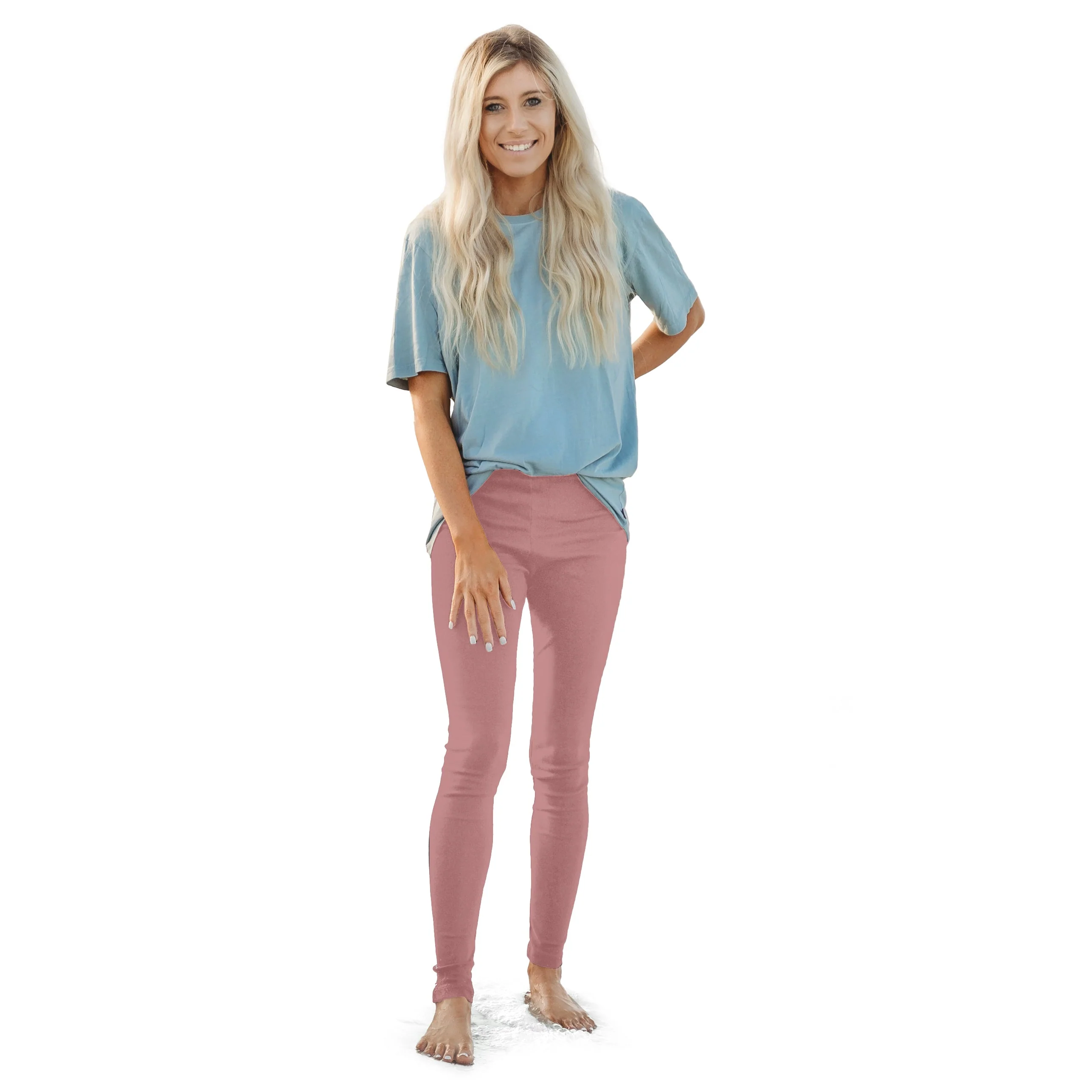 Women's Soft 100% Organic Cotton Leggings | Dusty Rose - Drispect