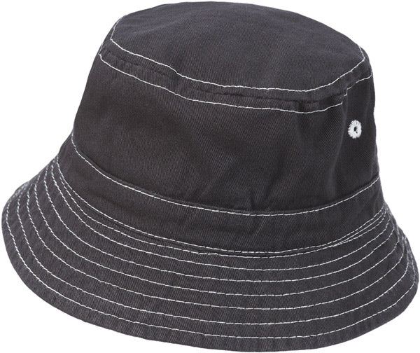 Boys and Girls 100% Cotton Twill UPF 50+ Wharf Hat | Charcoal Gray (Dyed & Finished in USA*) - Drispect