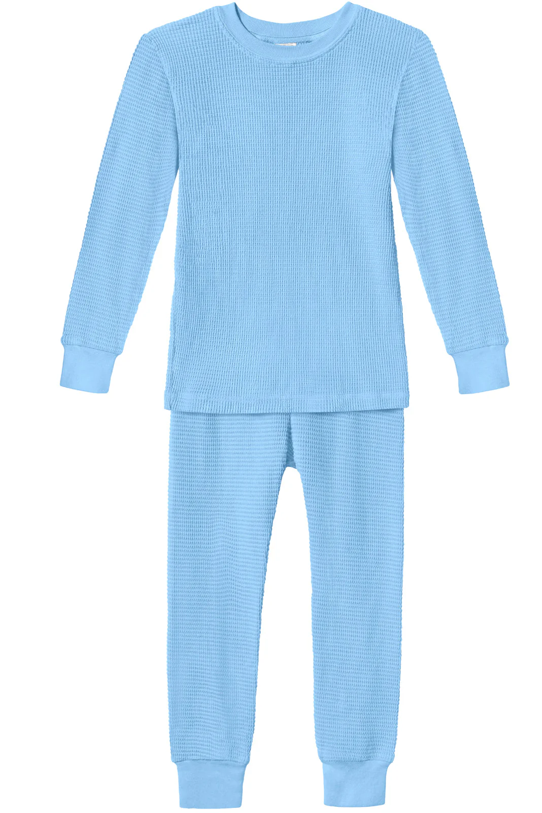 Boys and Girls 100% Cotton Soft & Warm Heavier Thermal Long John Set | Bright Light Blue - Drispect