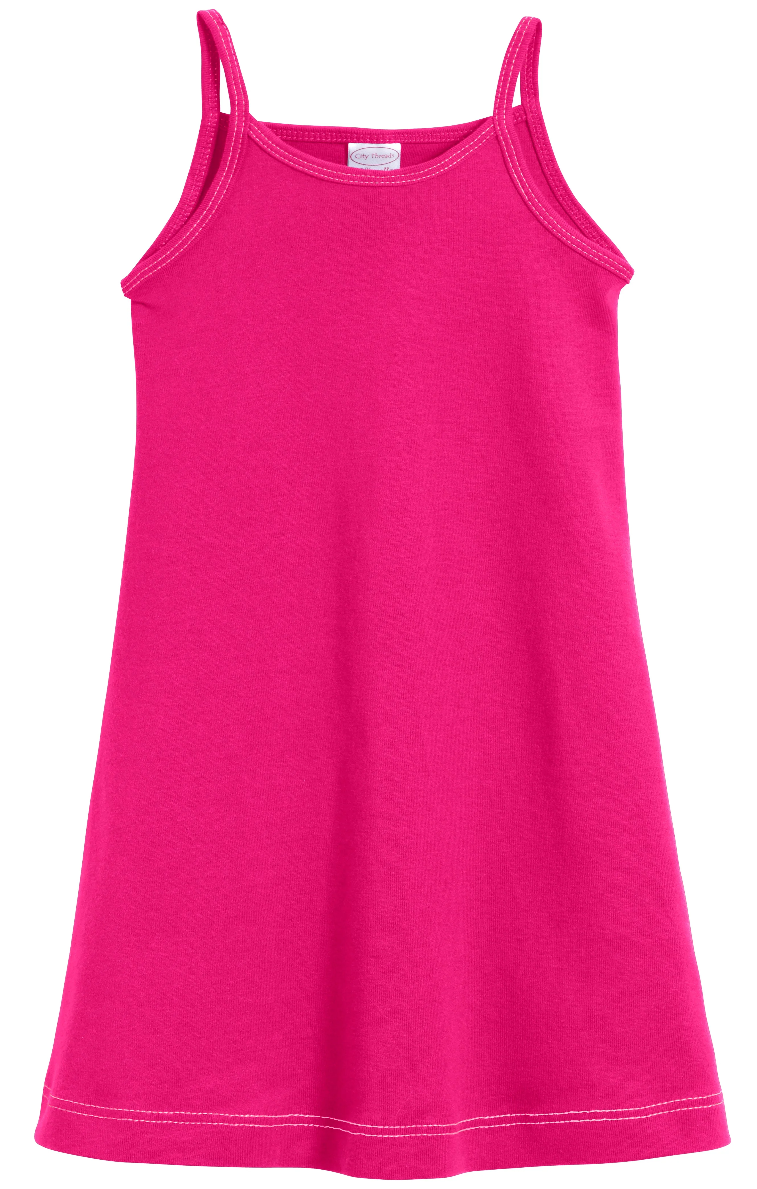 Girls Soft Cotton Camisole Dress  | Hot Pink - Drispect