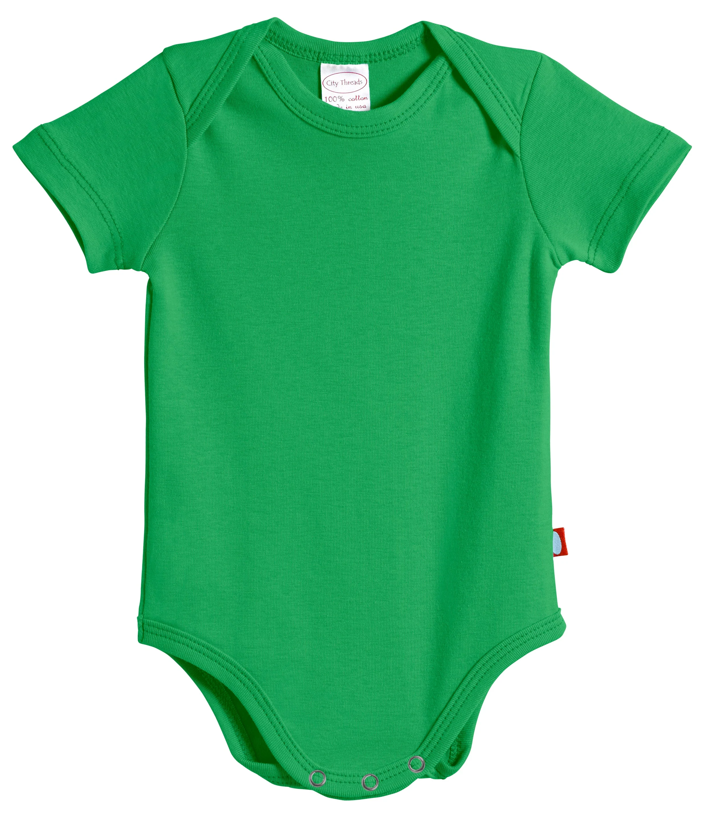 Super-Soft Organic Cotton Baby Rib Short Sleeve Snap Onesie| Elf Green - Drispect