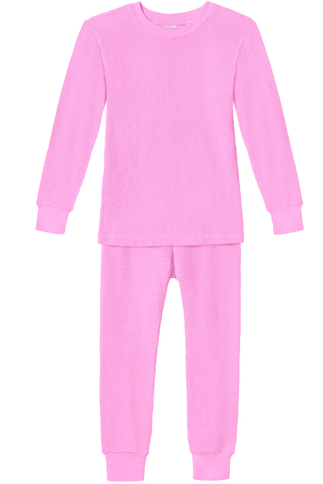 Boys and Girls 100% Cotton Soft & Warm Heavier Thermal Long John Set | Medium Pink - Drispect