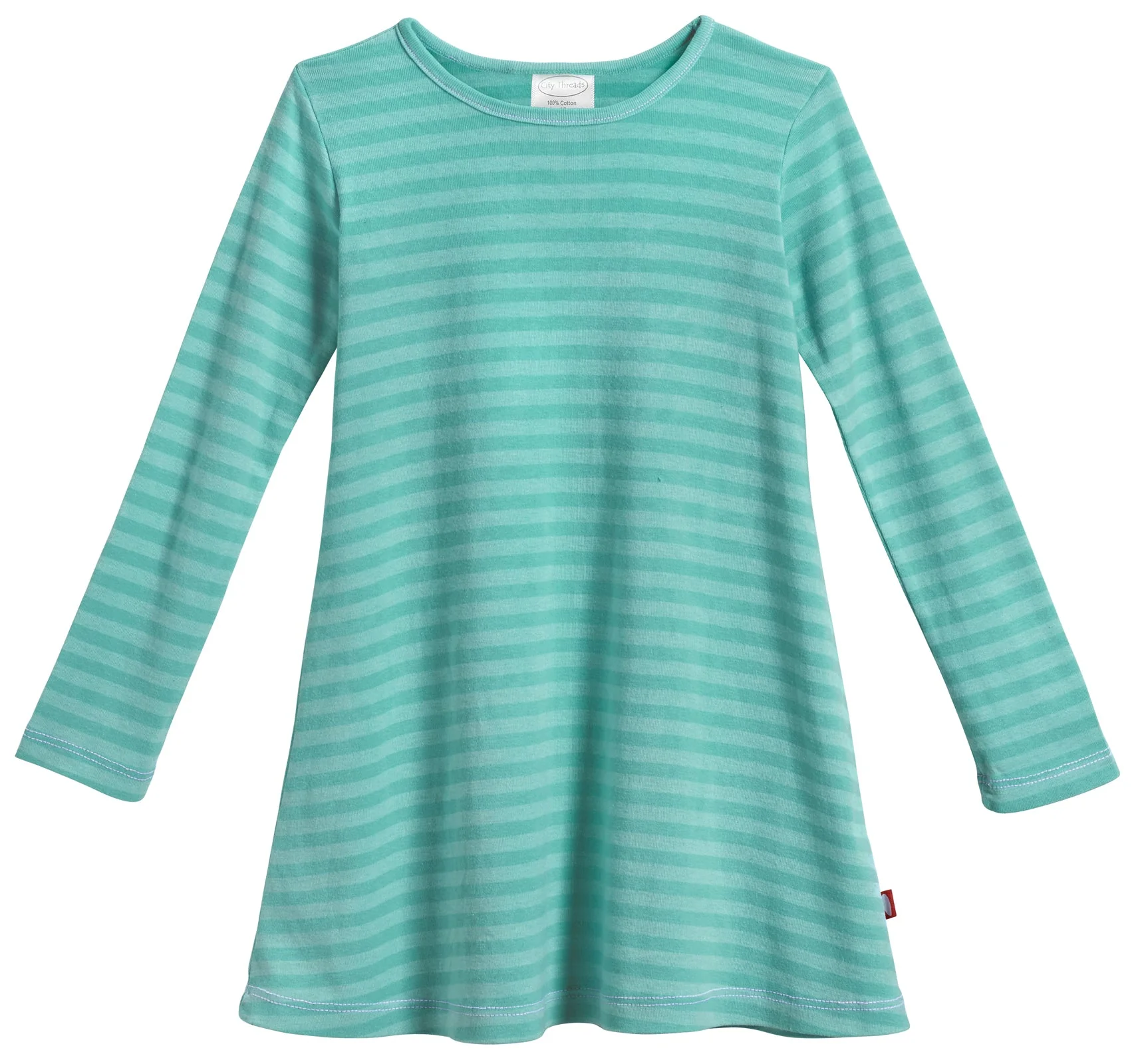 Girls Soft Stripe Long Sleeve Dress | Wave - Drispect