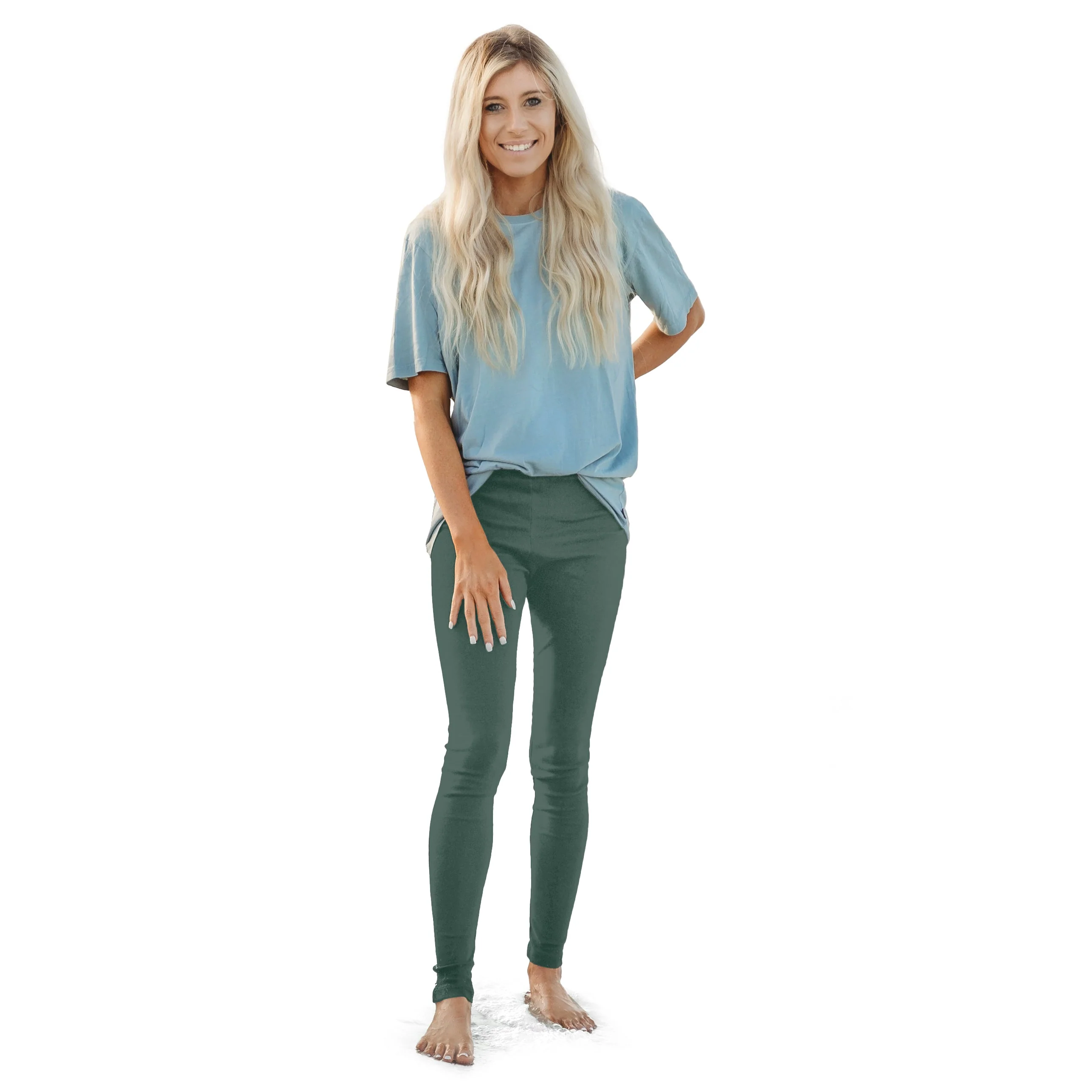 Women's Soft 100% Organic Cotton Leggings | Smoky Sage - Drispect