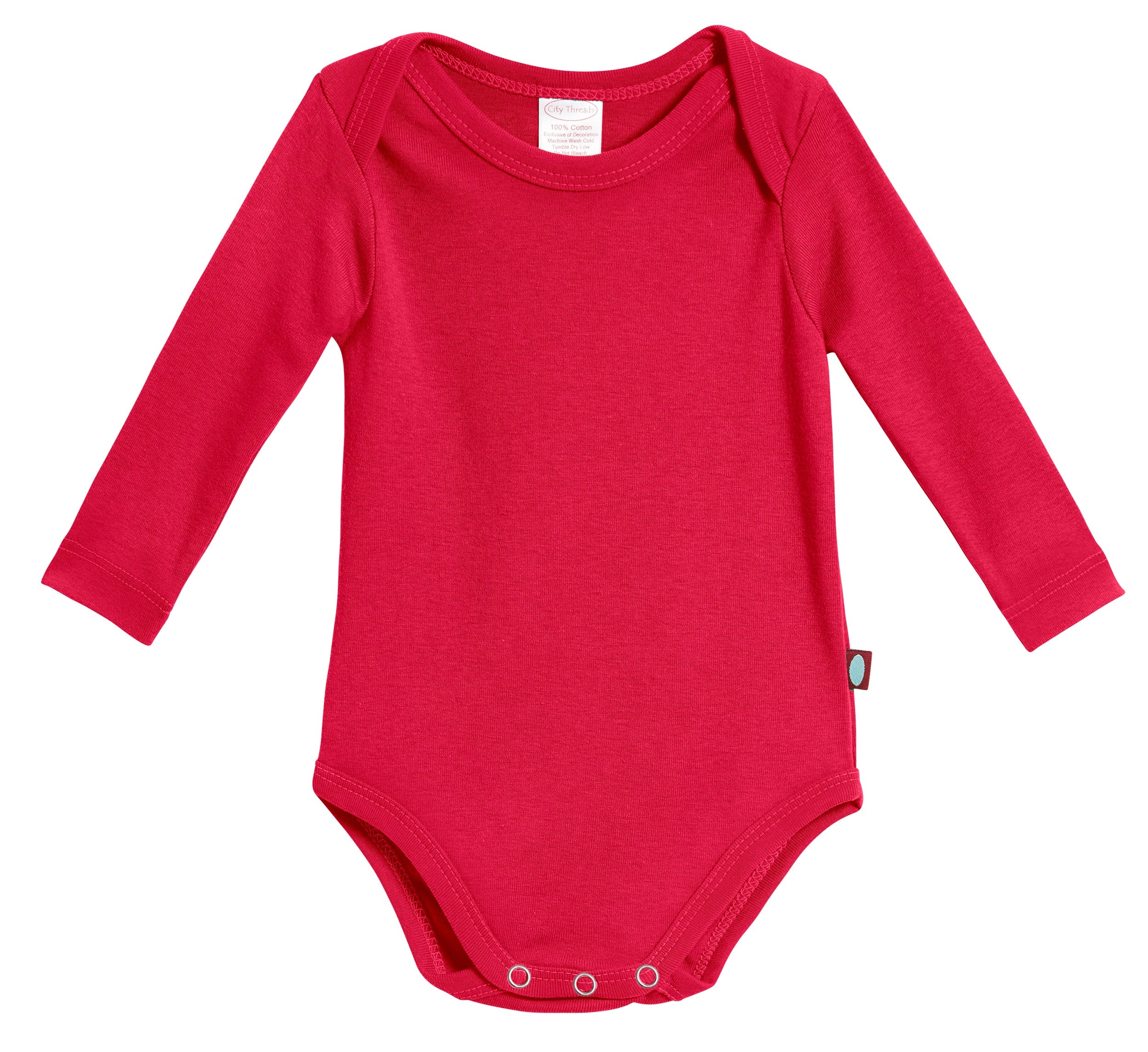 Super-Soft Organic Cotton Baby Rib Long Sleeve Snap Onesie| Candy Apple - Drispect