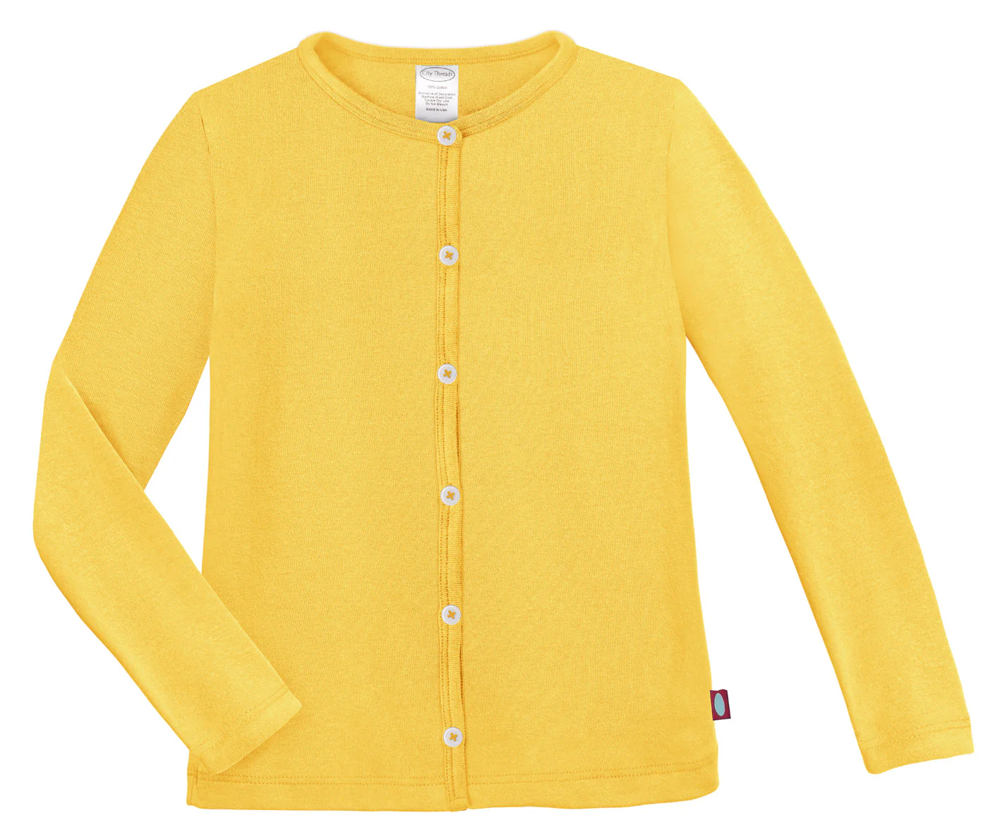 Girls Soft Cotton Button-Down Cardigan | Yellow - Drispect