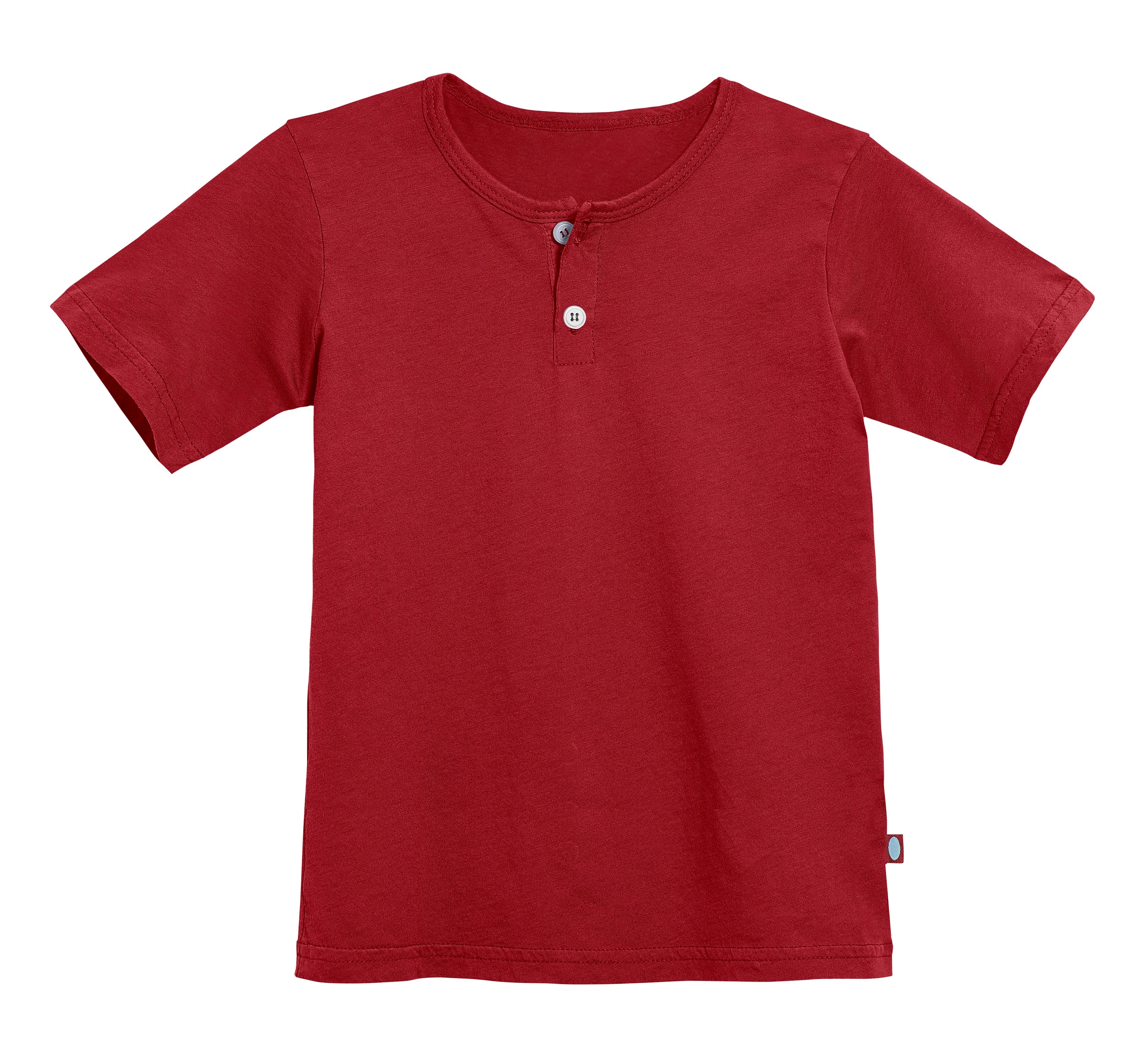 Boys Soft Organic Cotton Jersey Short Sleeve Henley Tee | Red - Drispect