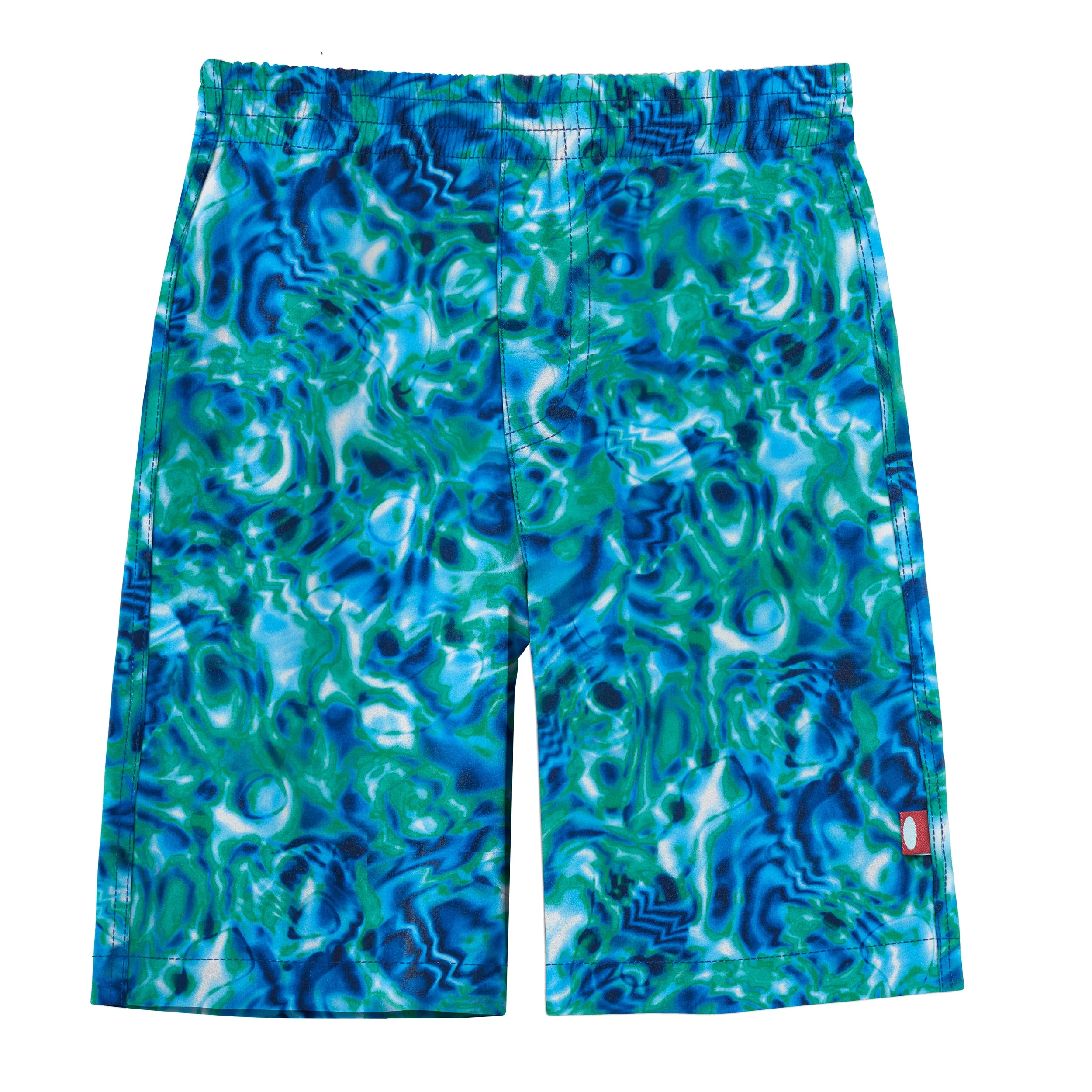 Boys UPF 50+ Recycled Polyester Soft Stretch Below the Knee Printed Swim Board Shorts  | Swirly Waters - Drispect