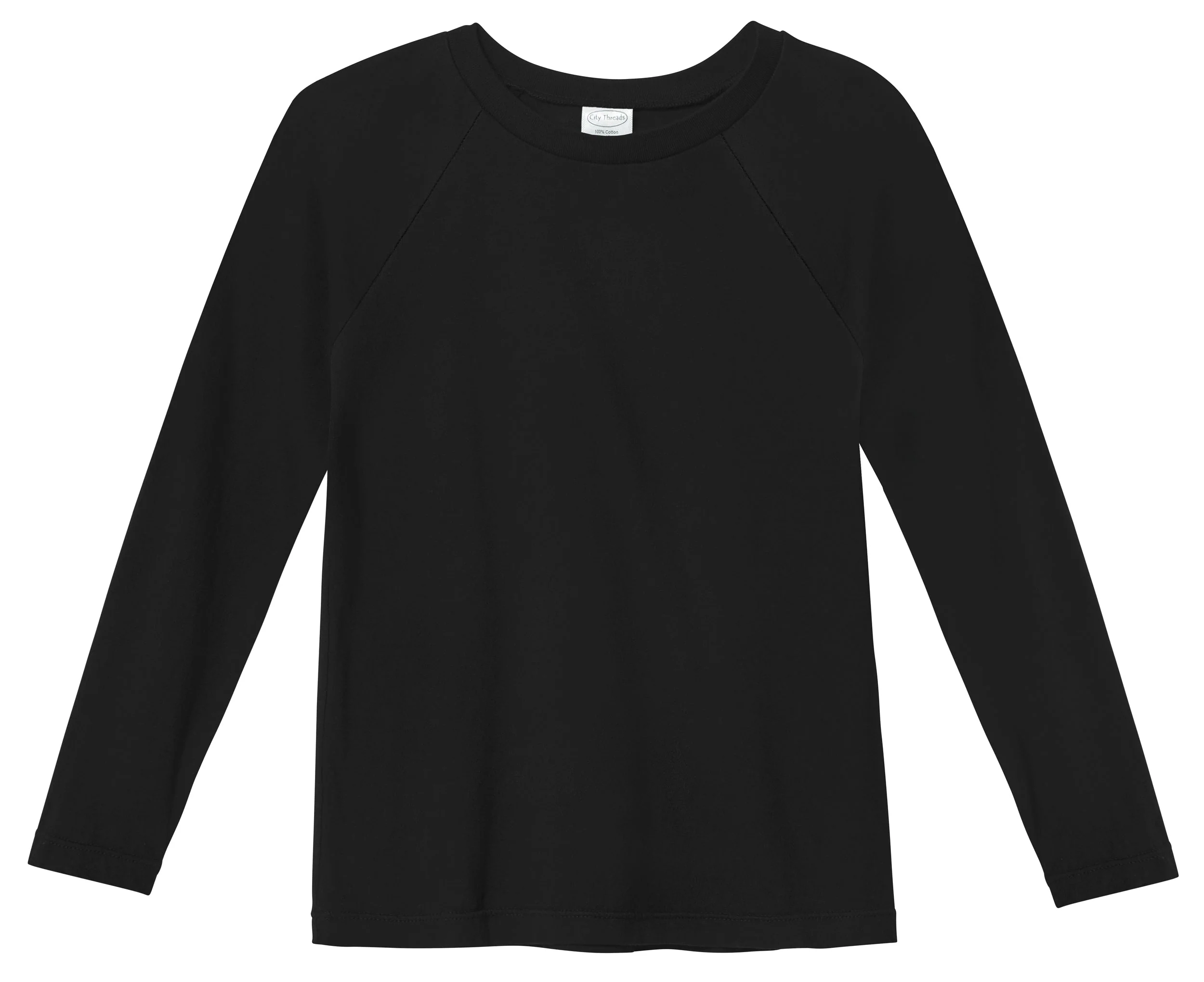 Boys Super-Soft 100% Organic Cotton Raglan Long Sleeve Tee | Black - Drispect