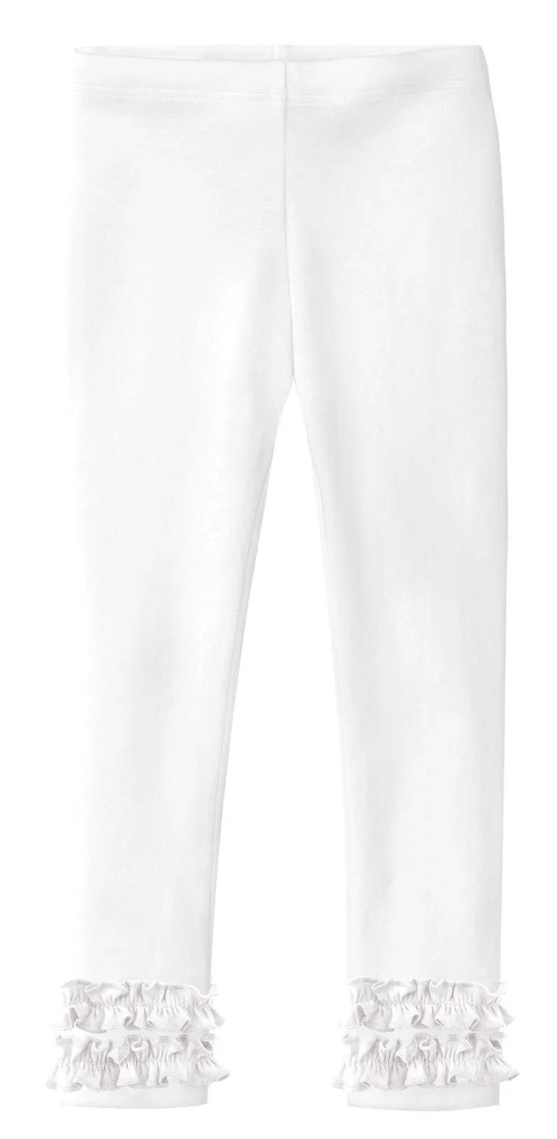 Girls Soft Cotton Ruffle Leggings | White - Drispect
