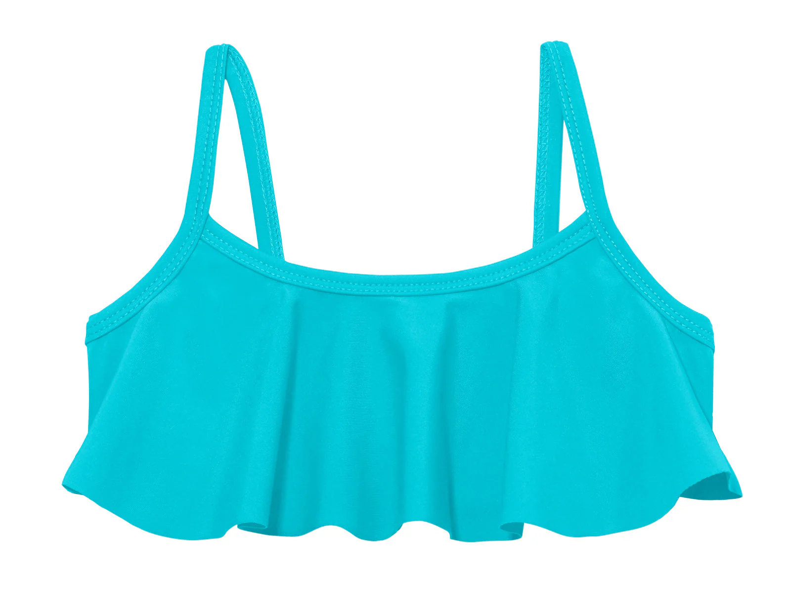 Girls UPF 50+ Flounce Bikini Top | Turquoise - Drispect