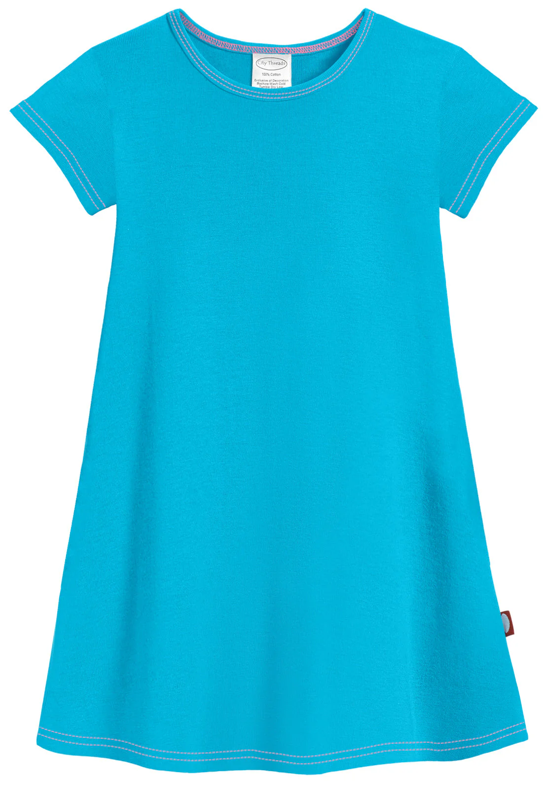 Girls Soft Cotton Jersey Cap Sleeve Dress | Turquoise - Drispect