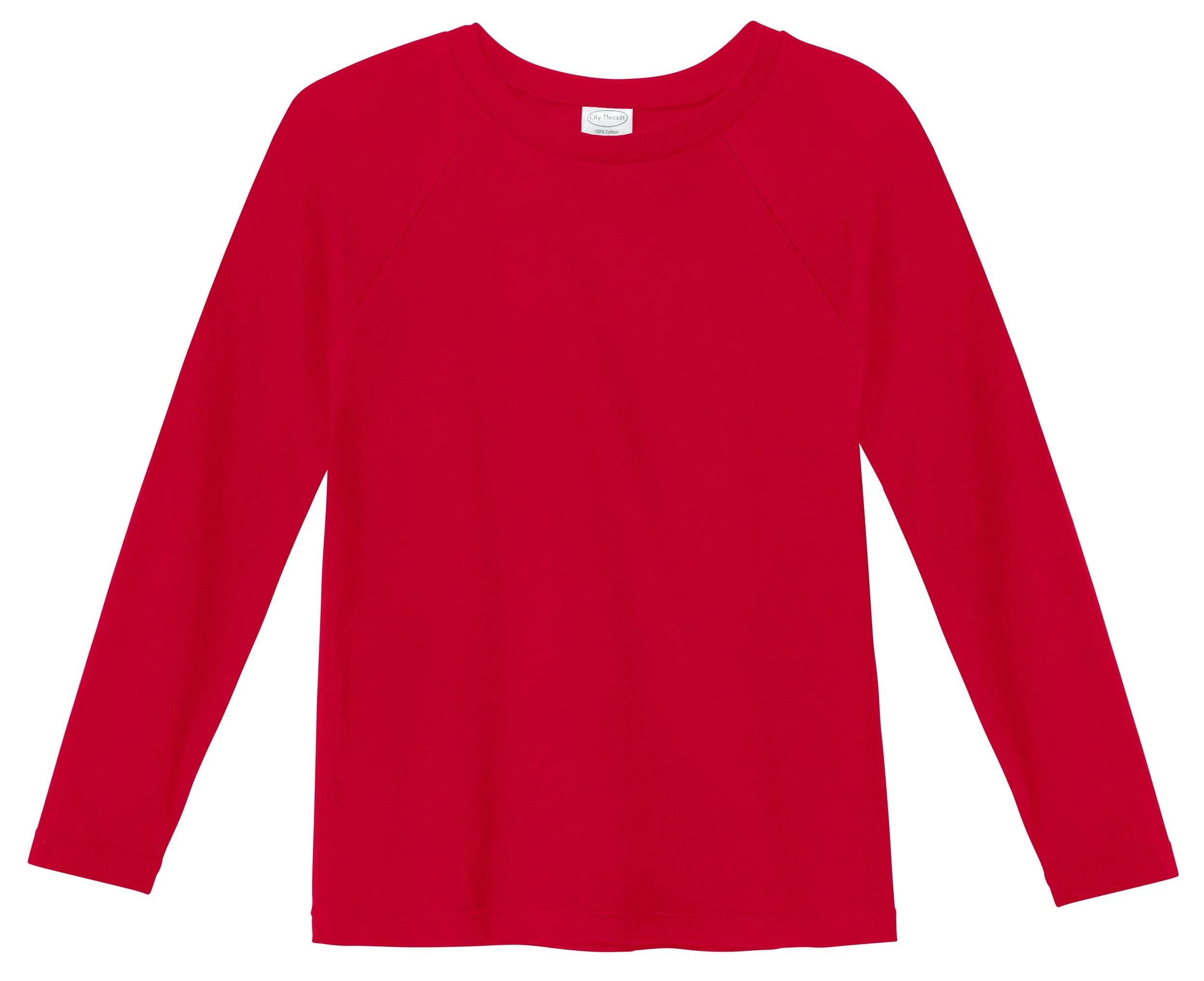 Boys Super-Soft 100% Organic Cotton Raglan Long Sleeve Tee | Red - Drispect