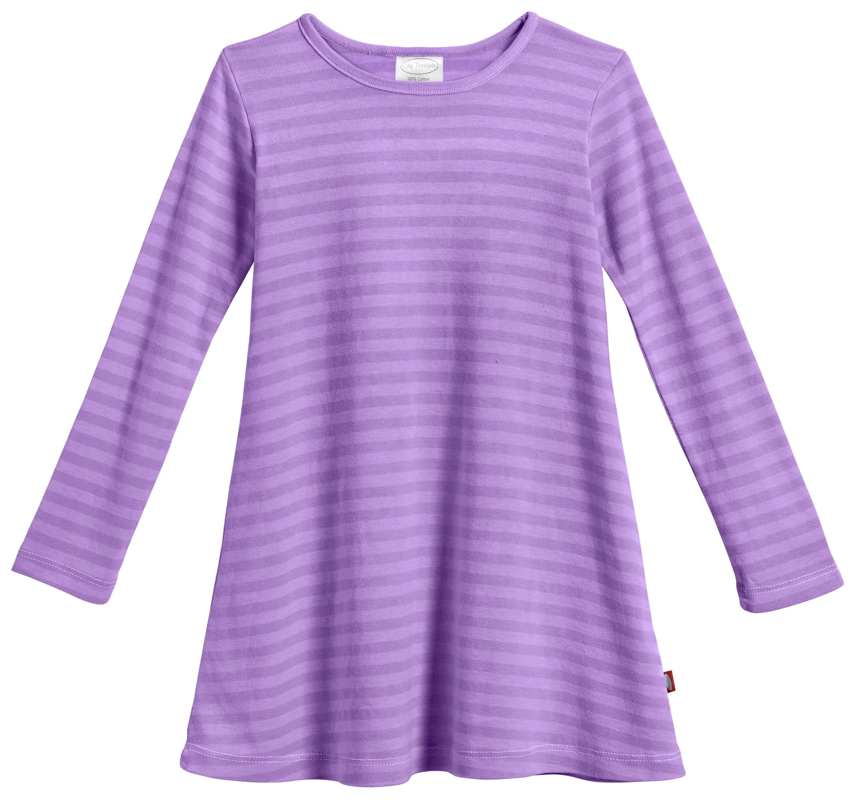 Girls Soft Stripe Long Sleeve Dress | Deep Purple - Drispect