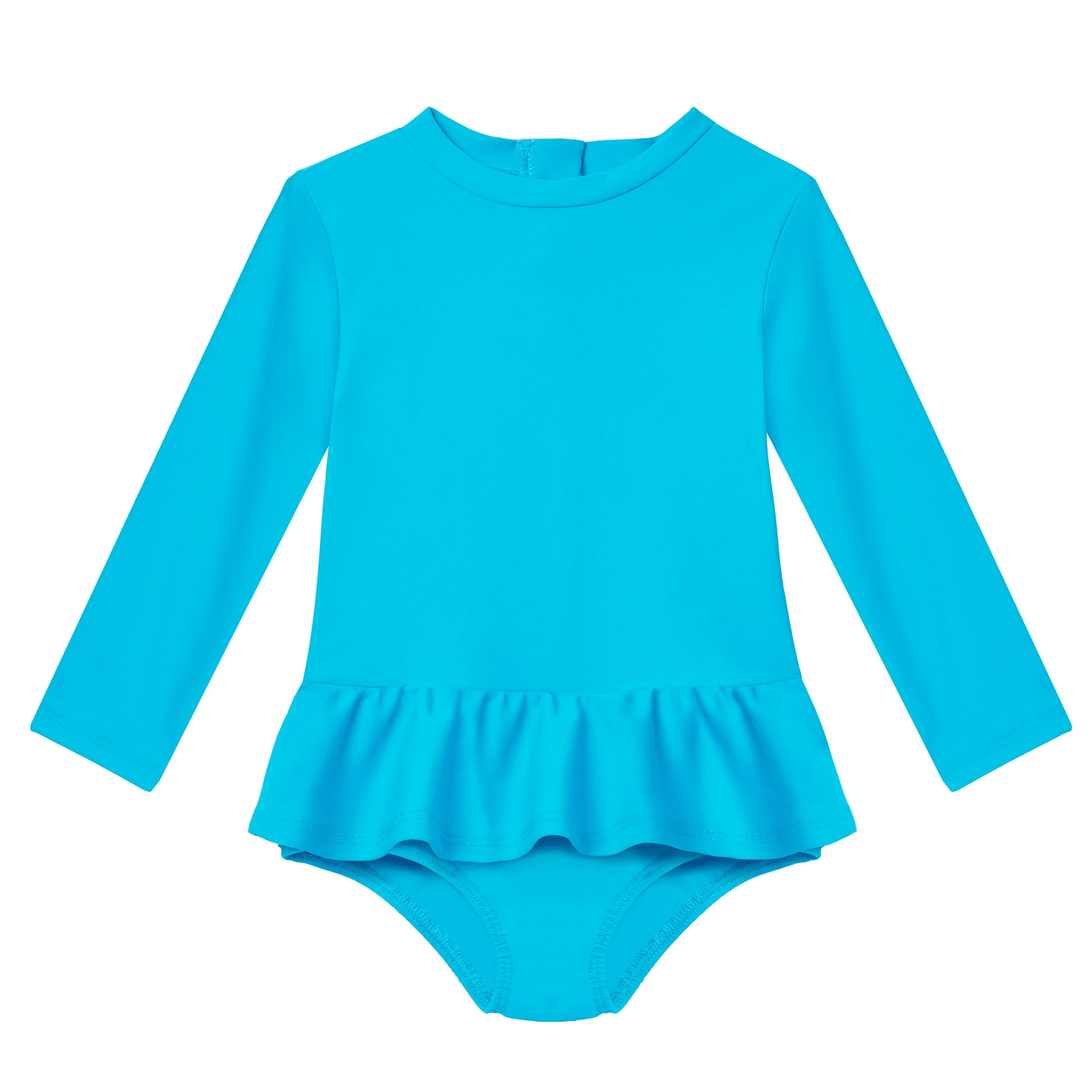 Infant and Toddler Girls UPF 50+ Skirted One-Piece Swimsuit  | Turquoise - Drispect