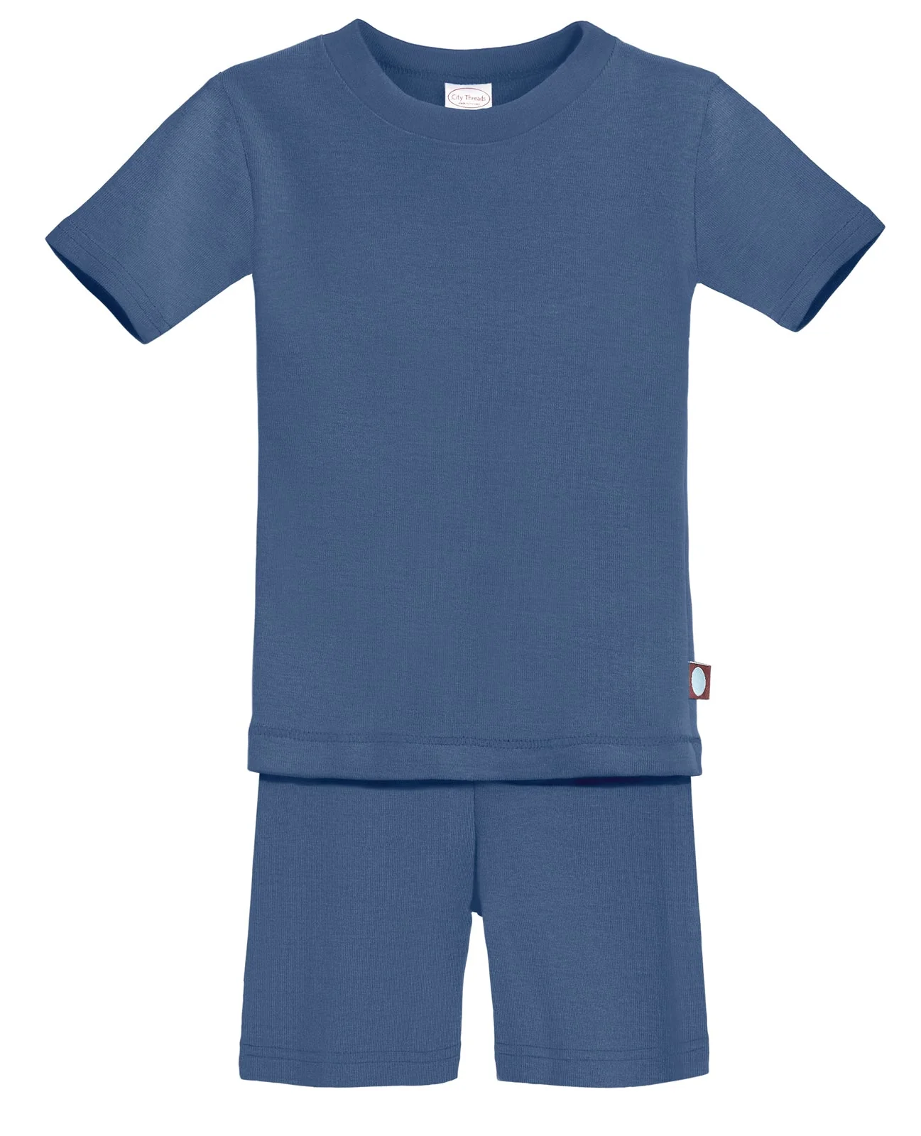 Boys and Girls Soft Organic Cotton Short Sleeve Snug Fit Pajama Set | Smurf - Drispect