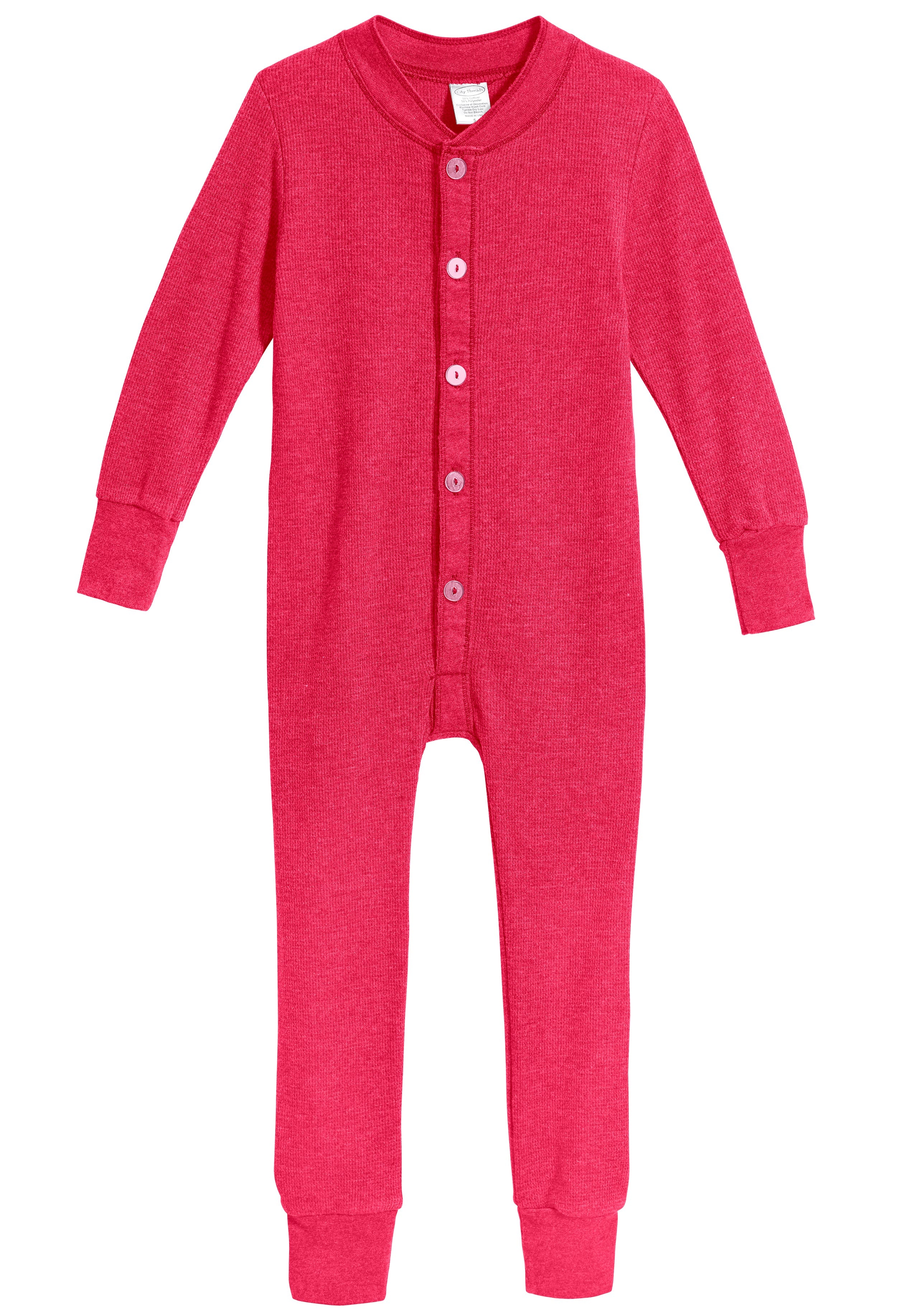 Boys and Girls Soft & Cozy Thermal One- Piece Union Suit  | Candy Apple - Drispect