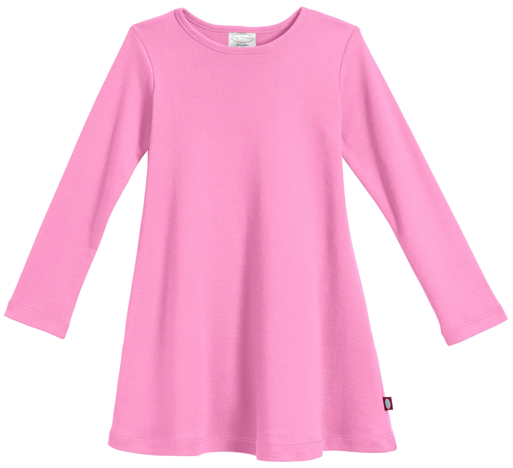 Girls Soft Cotton Long Sleeve Baby Rib Dress | Bubblegum - Drispect