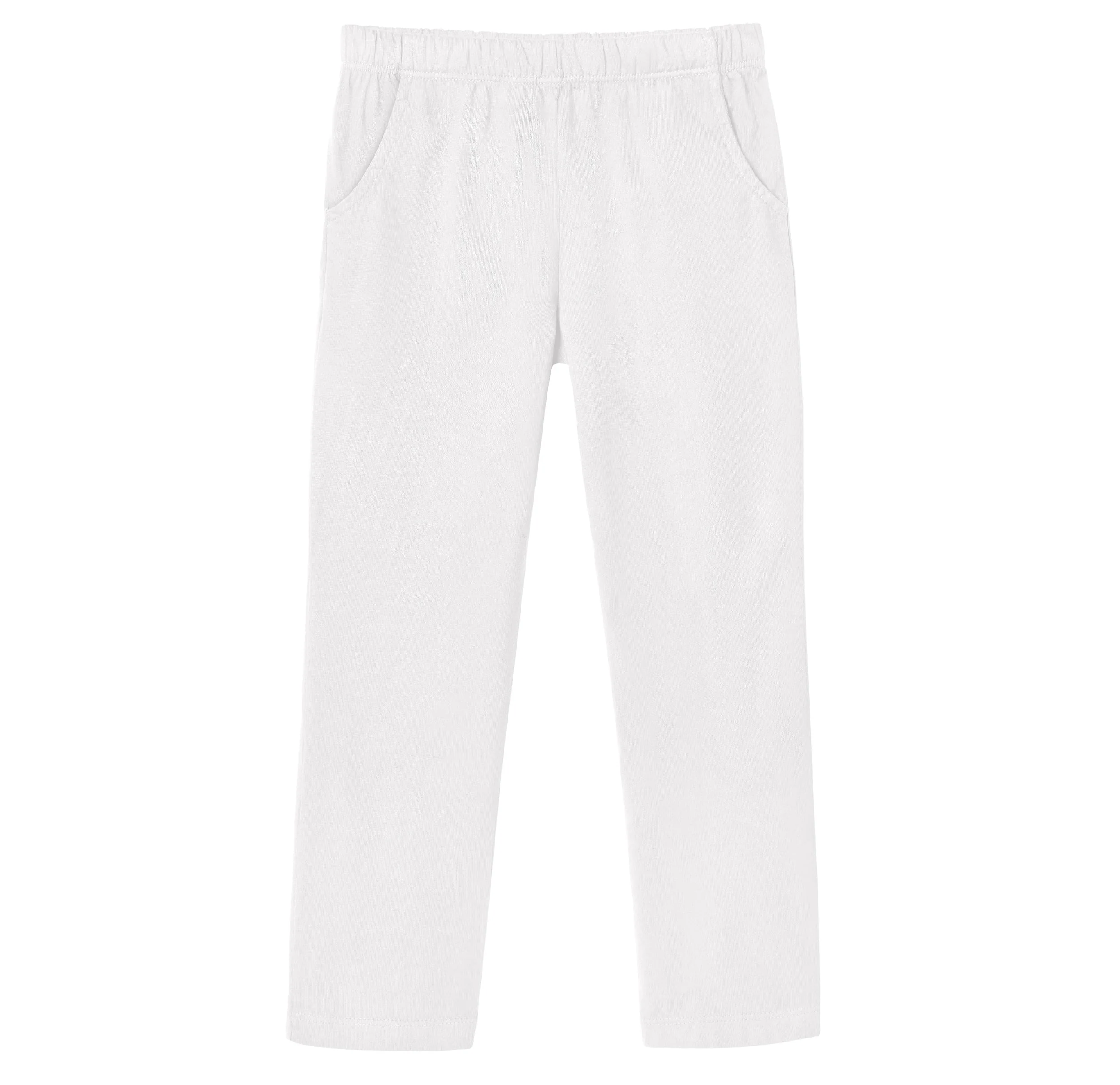 Girls Soft Cotton UPF 50+ Jersey Pocket Pants | White - Drispect